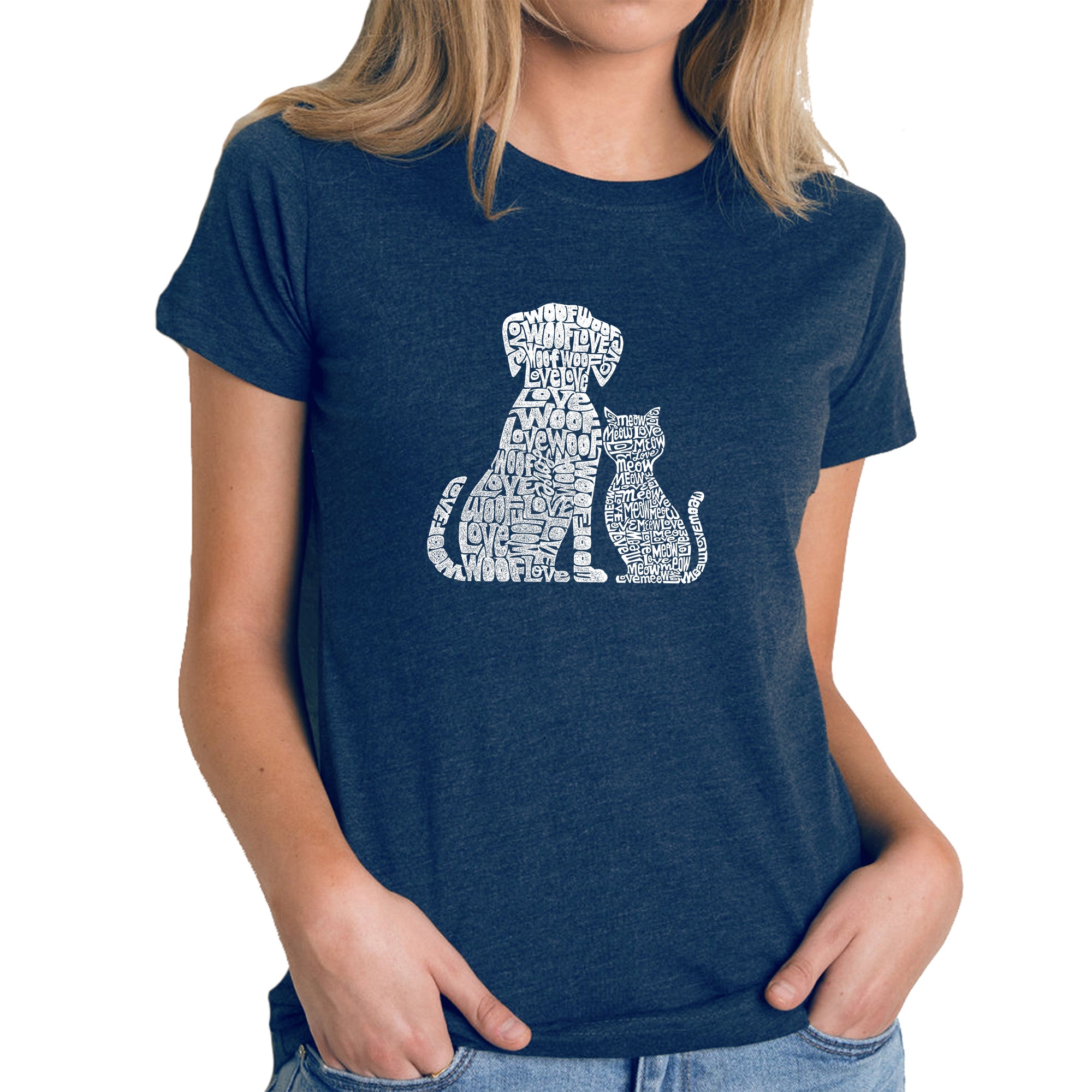 Dogs And Cats - Women's Premium Blend Word Art T-Shirt - Navy - Small