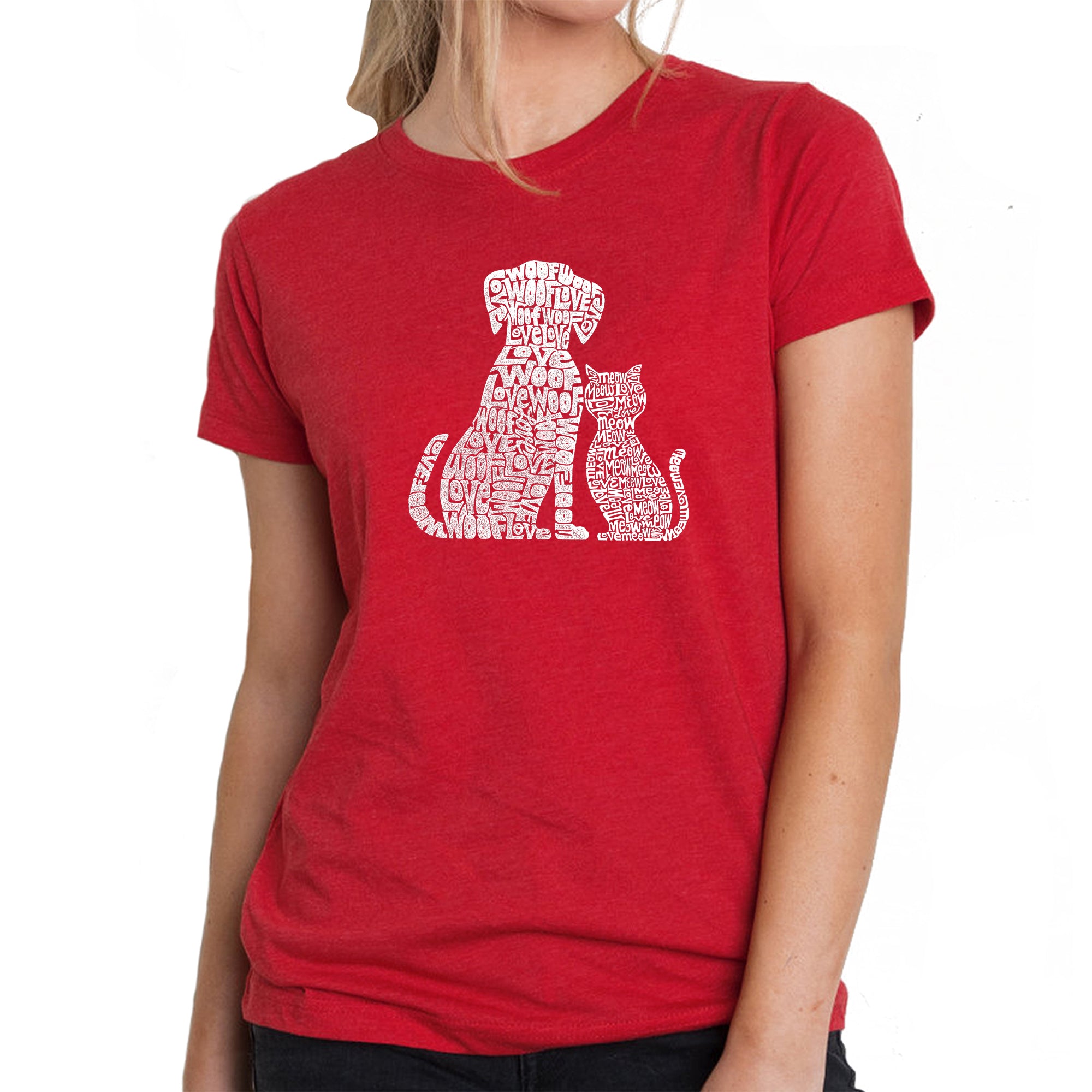 Dogs And Cats - Women's Premium Blend Word Art T-Shirt - Red - Medium