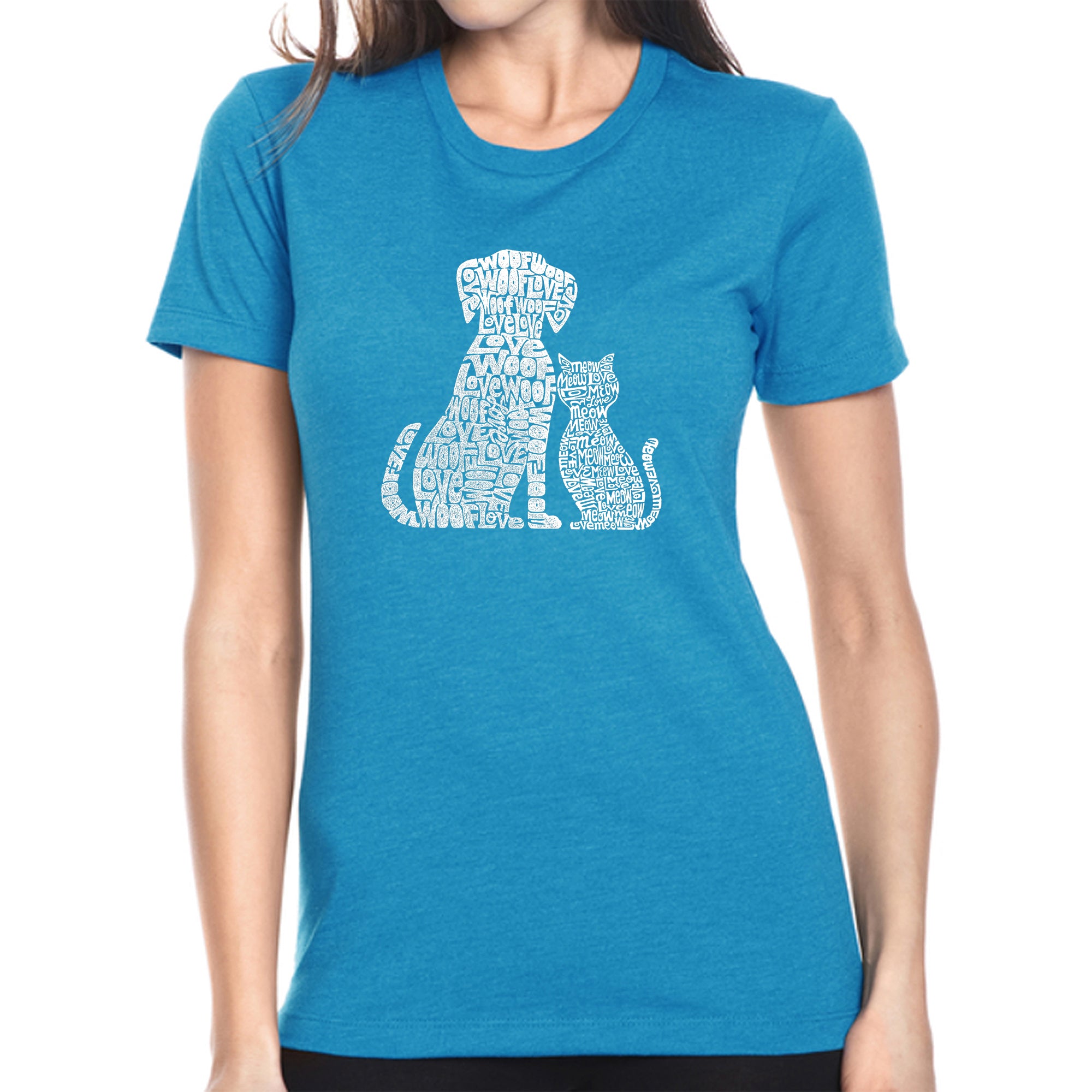 Dogs And Cats - Women's Premium Blend Word Art T-Shirt - Turquoise - Medium