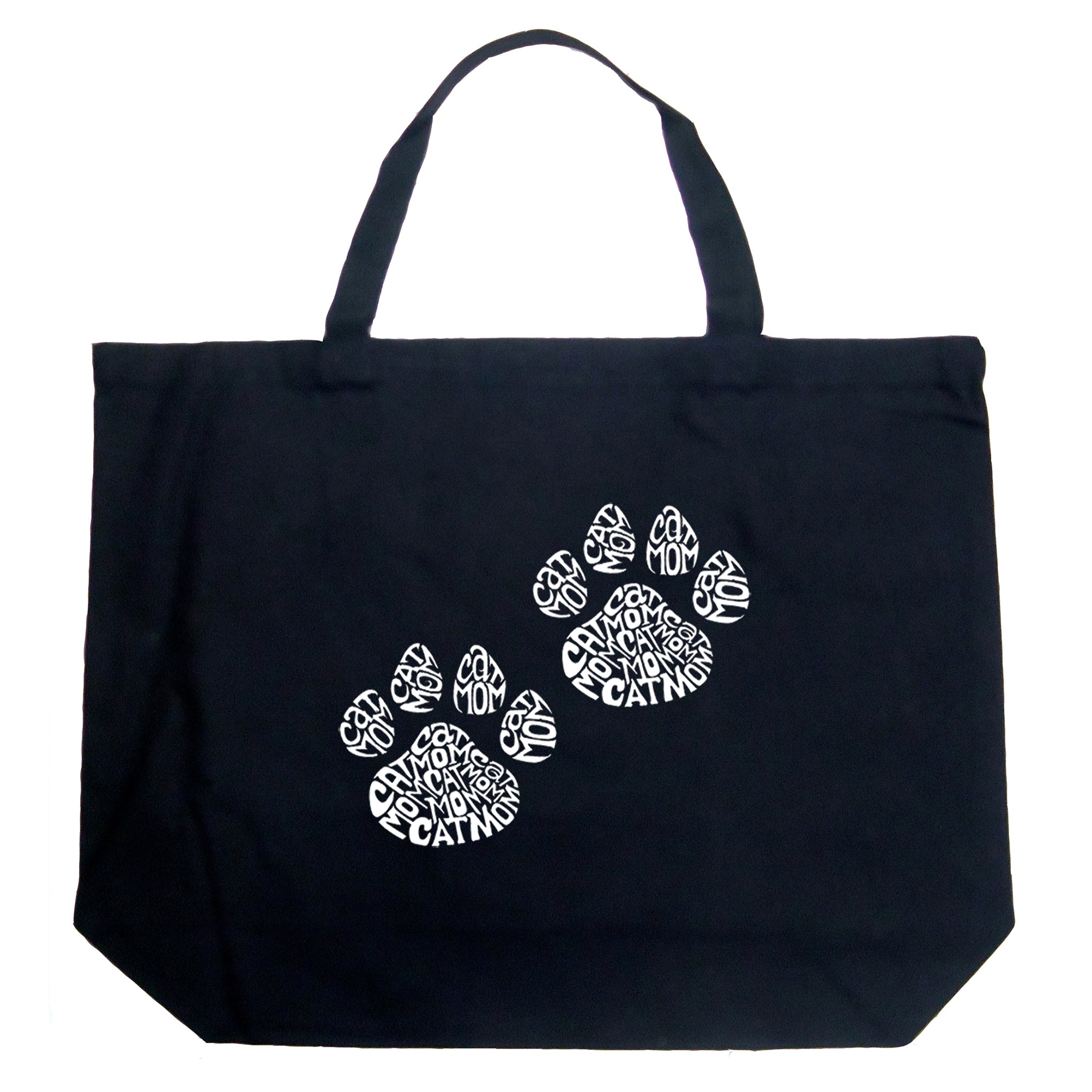Cat Mom - Large Word Art Tote Bag - Large - Navy
