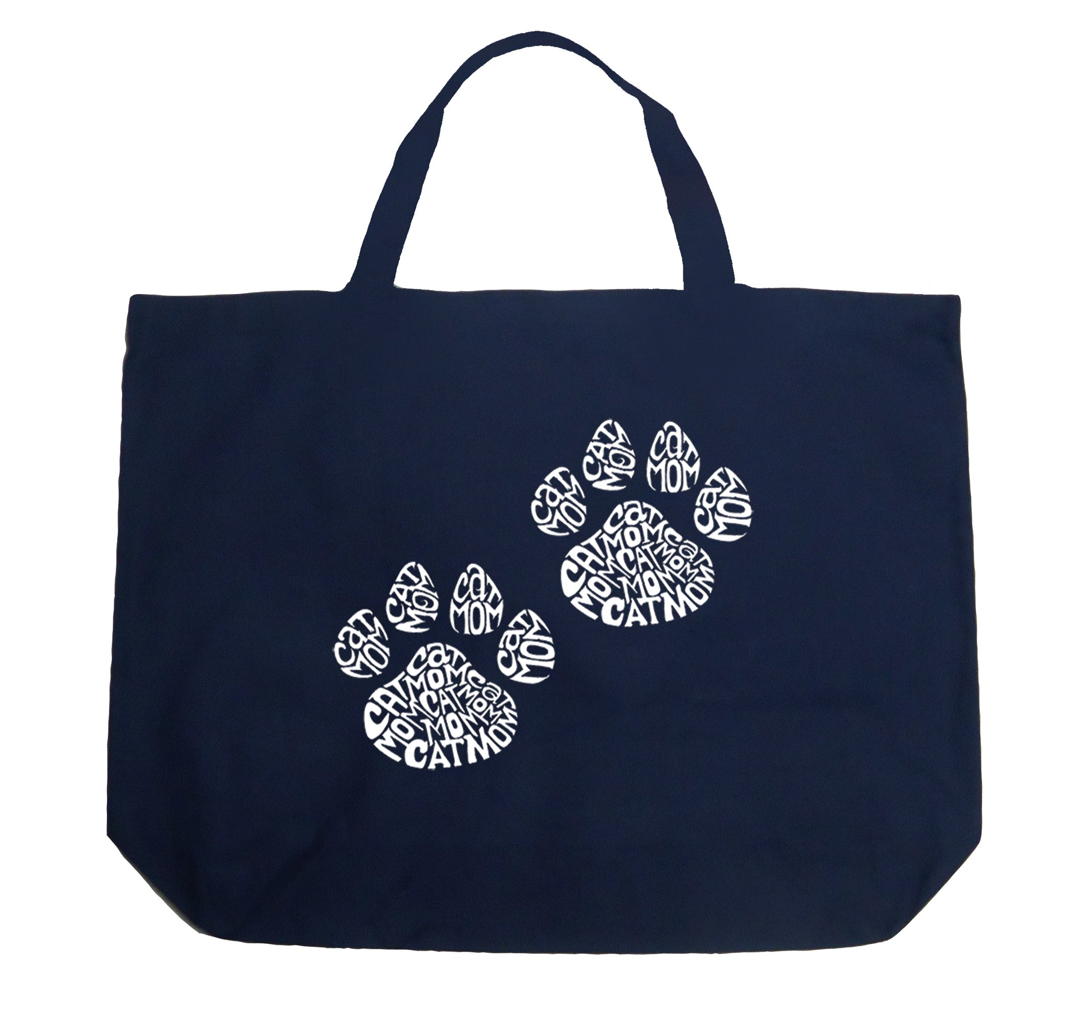 Cat Mom - Large Word Art Tote Bag - Large - Navy