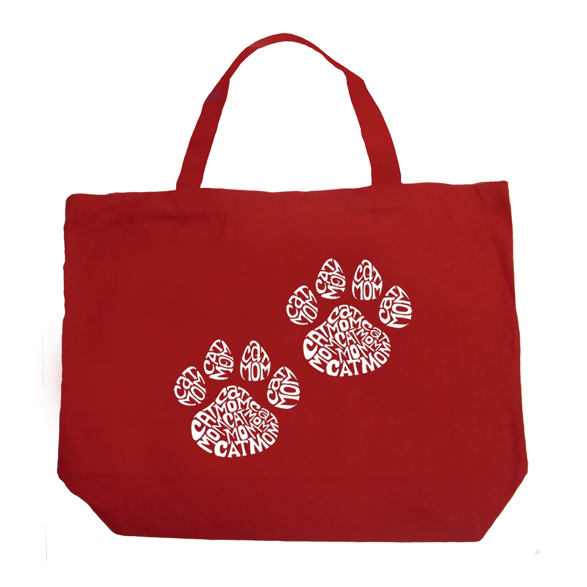Cat Mom - Large Word Art Tote Bag - Large - Red