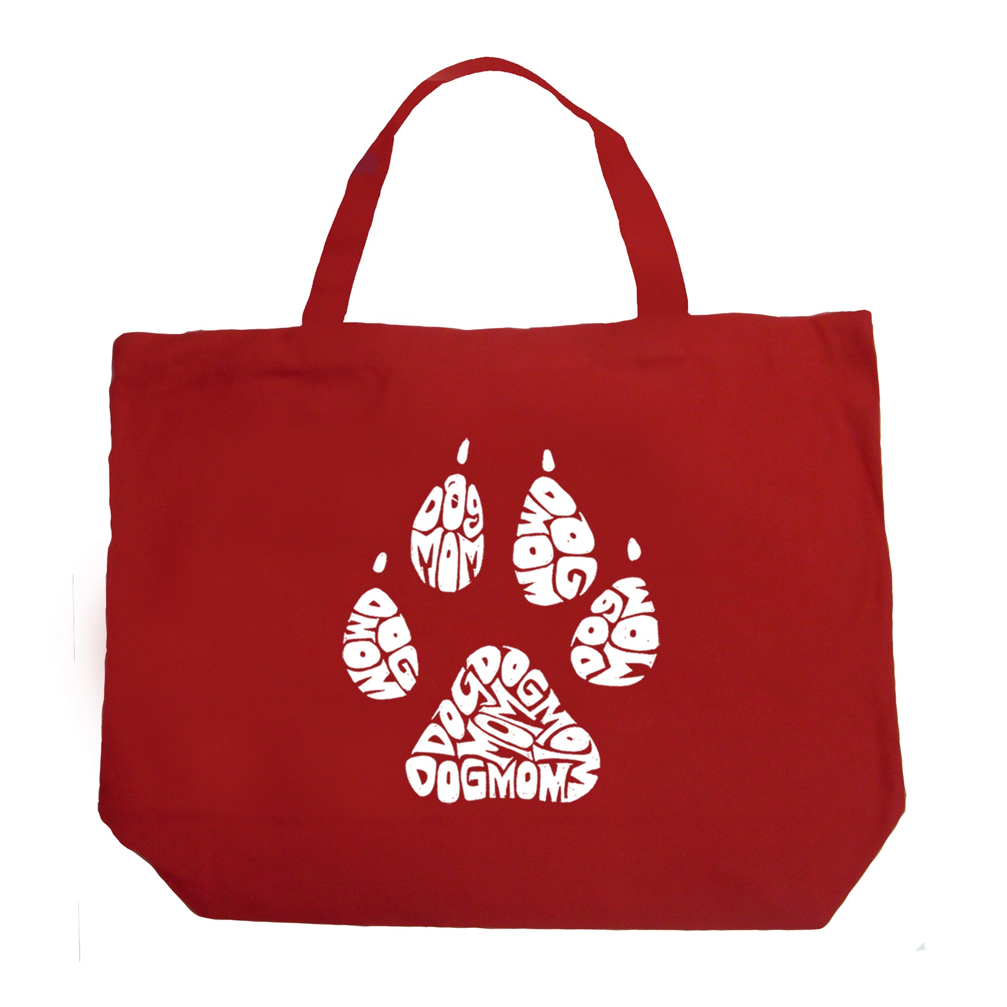 Dog Mom - Large Word Art Tote Bag - Large - Red