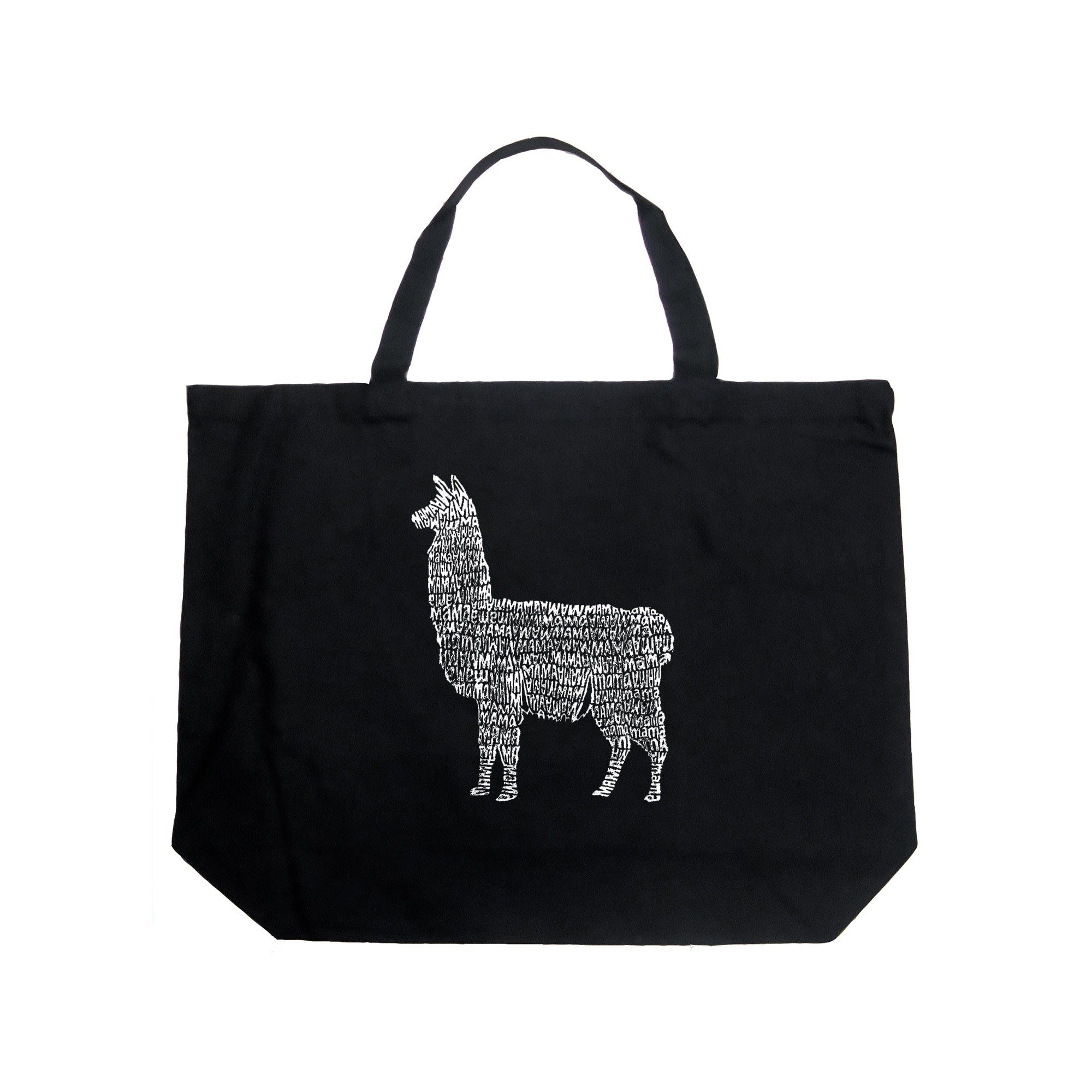 Llama Mama - Large Word Art Tote Bag - Black - LARGE