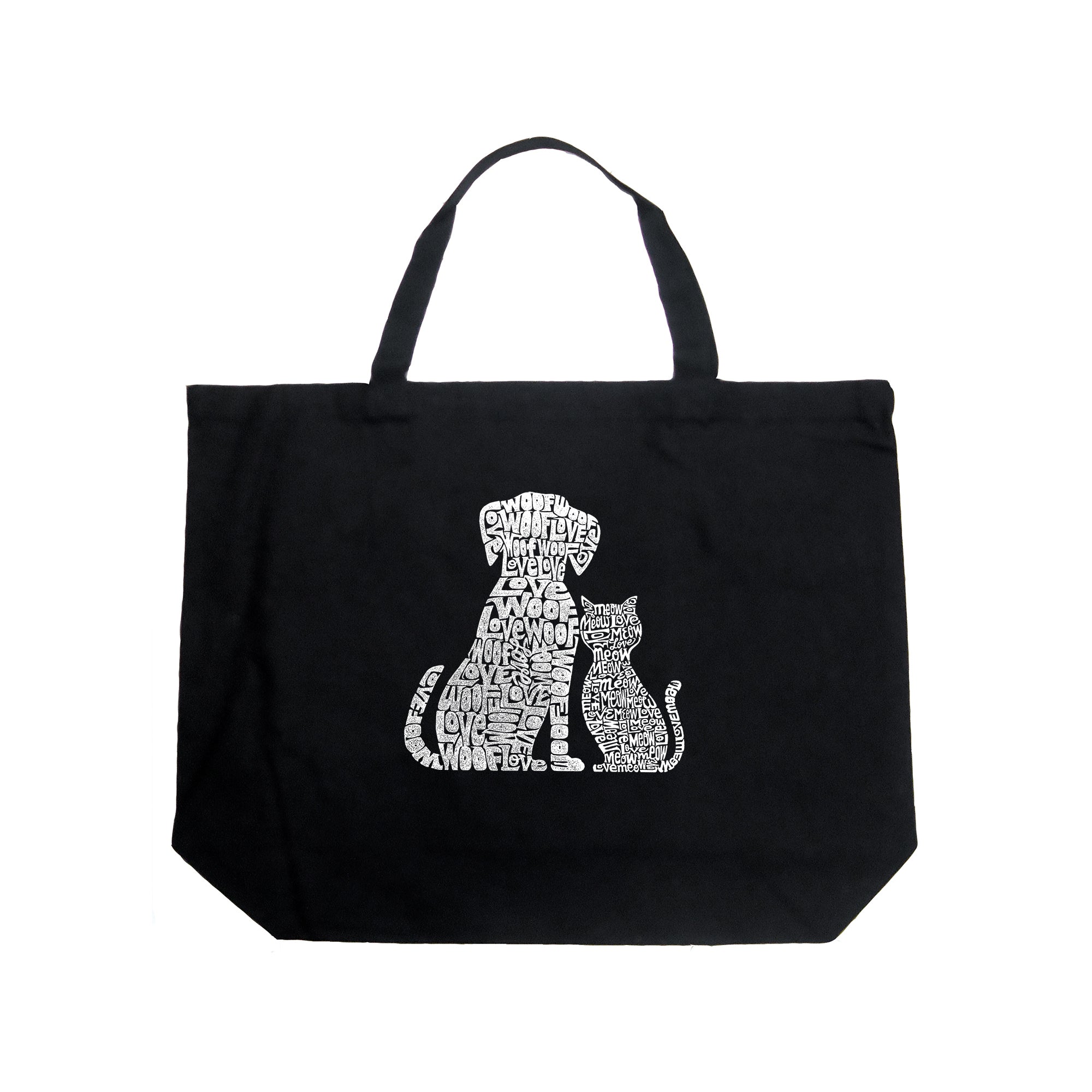 Large Word Art Tote Bag - Dogs And Cats - Large - Red