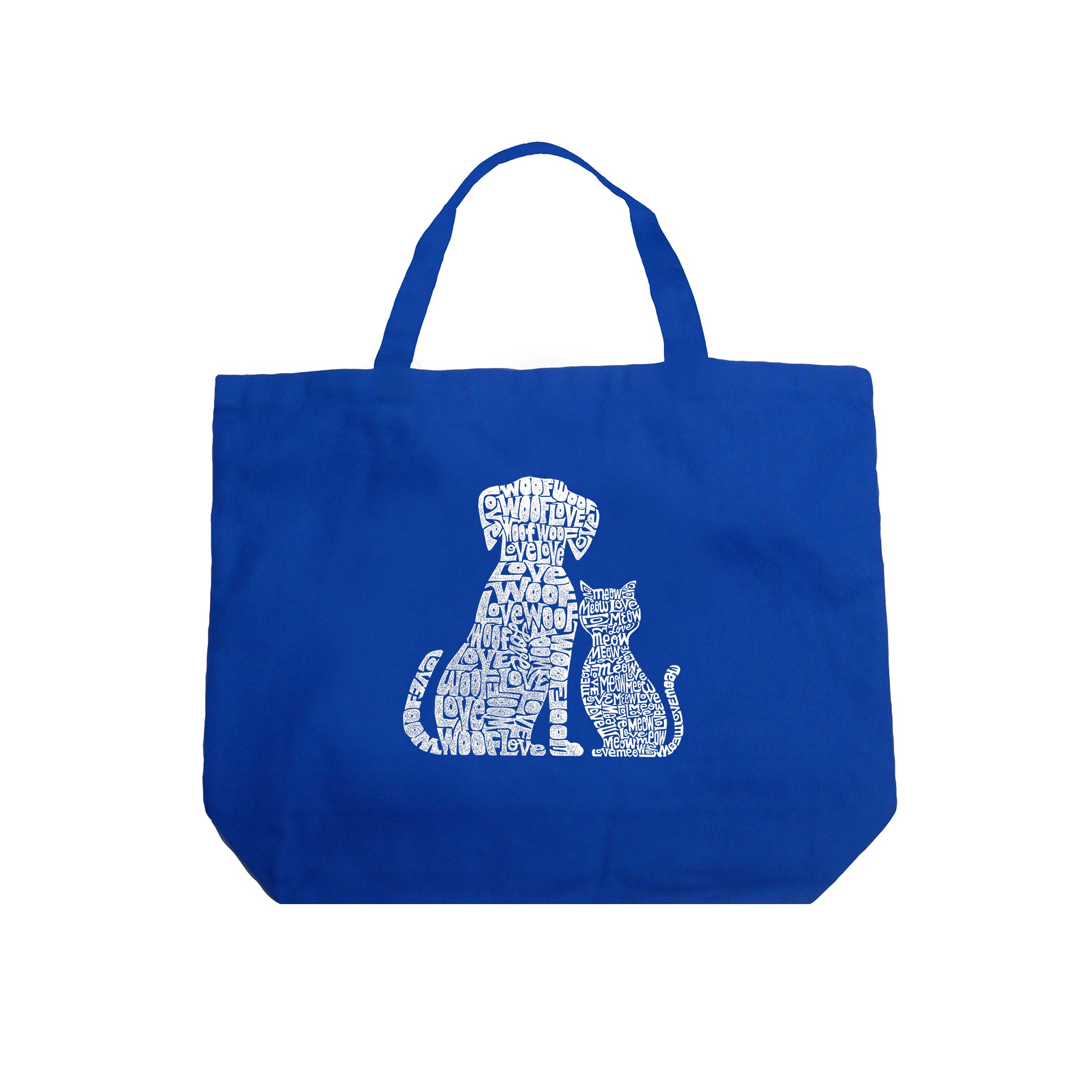Large Word Art Tote Bag - Dogs And Cats - Large - Royal
