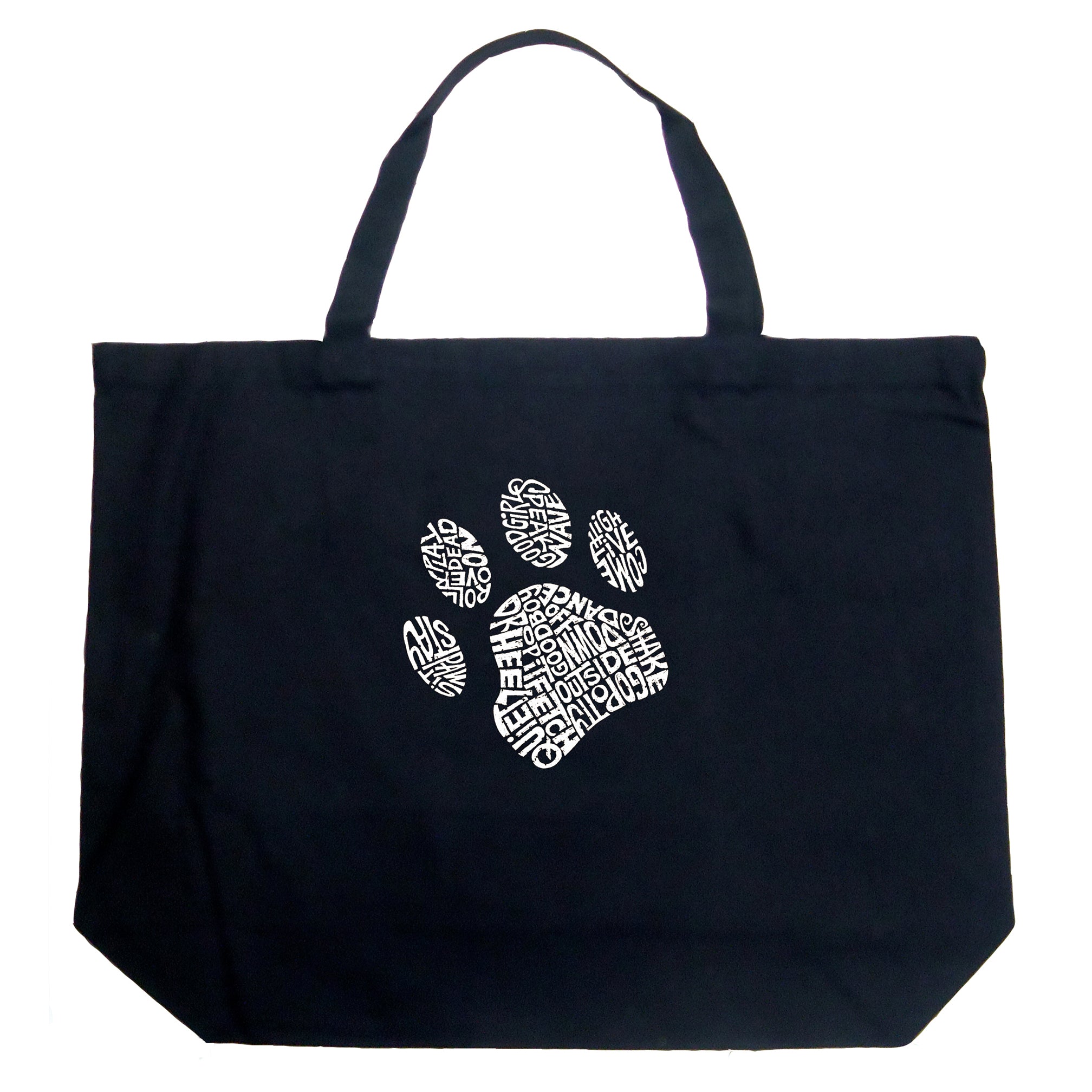Dog Paw - Large Word Art Tote Bag - Large - Black
