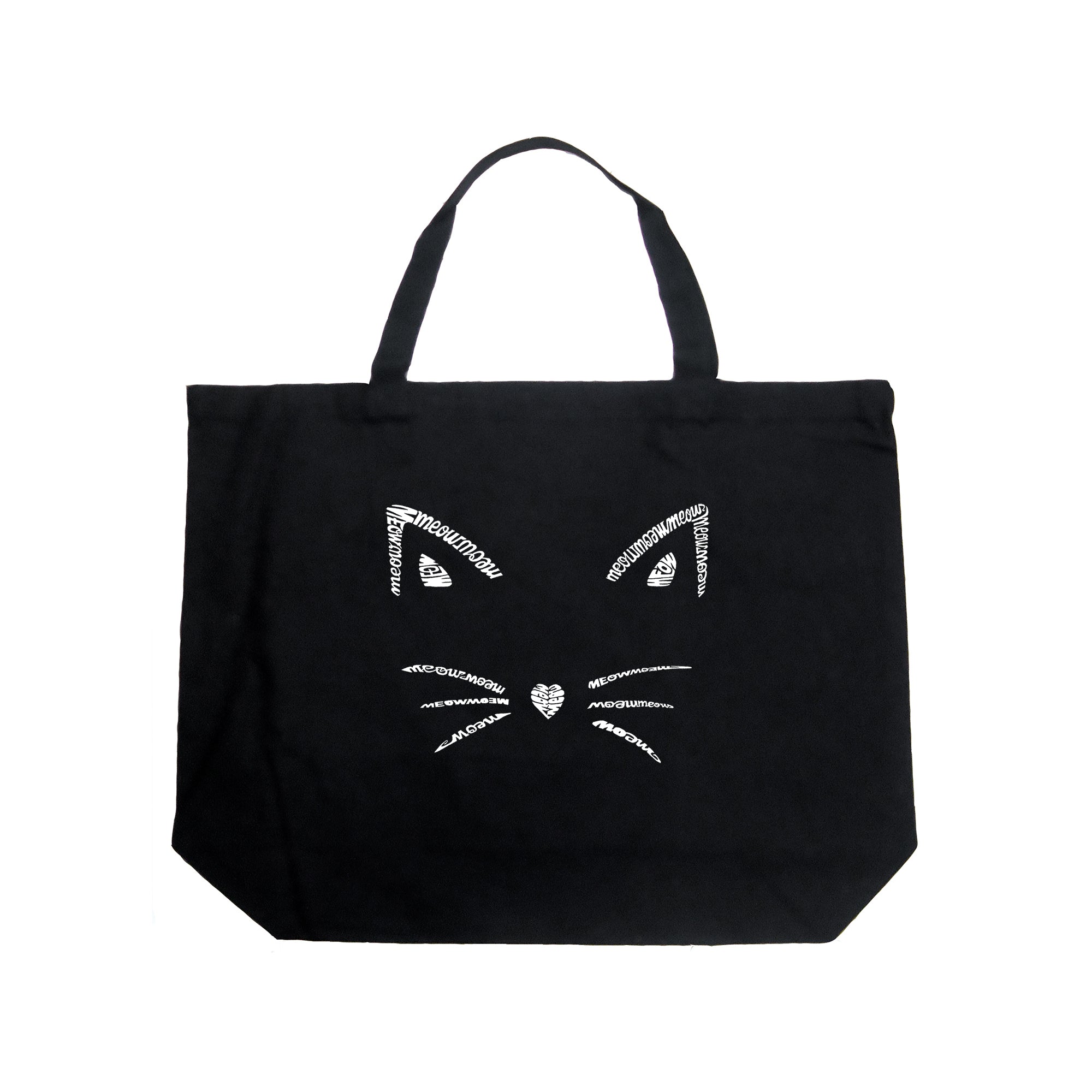 Whiskers - Large Word Art Tote Bag - Black - Large