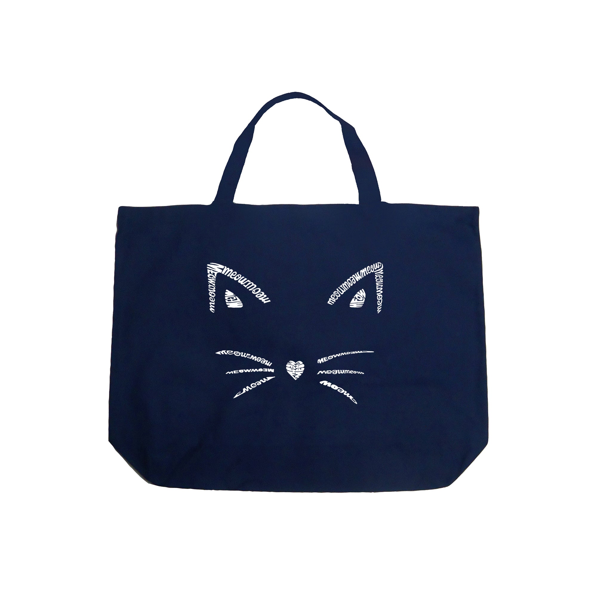 Whiskers - Large Word Art Tote Bag - Navy - Large