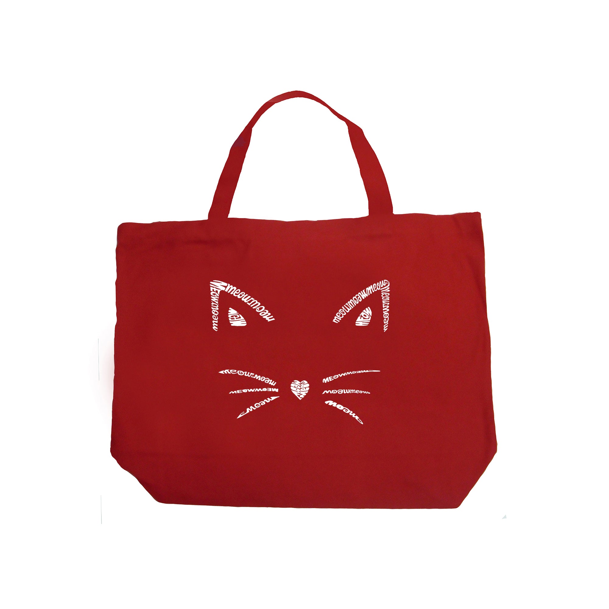 Whiskers - Large Word Art Tote Bag - Red - Large