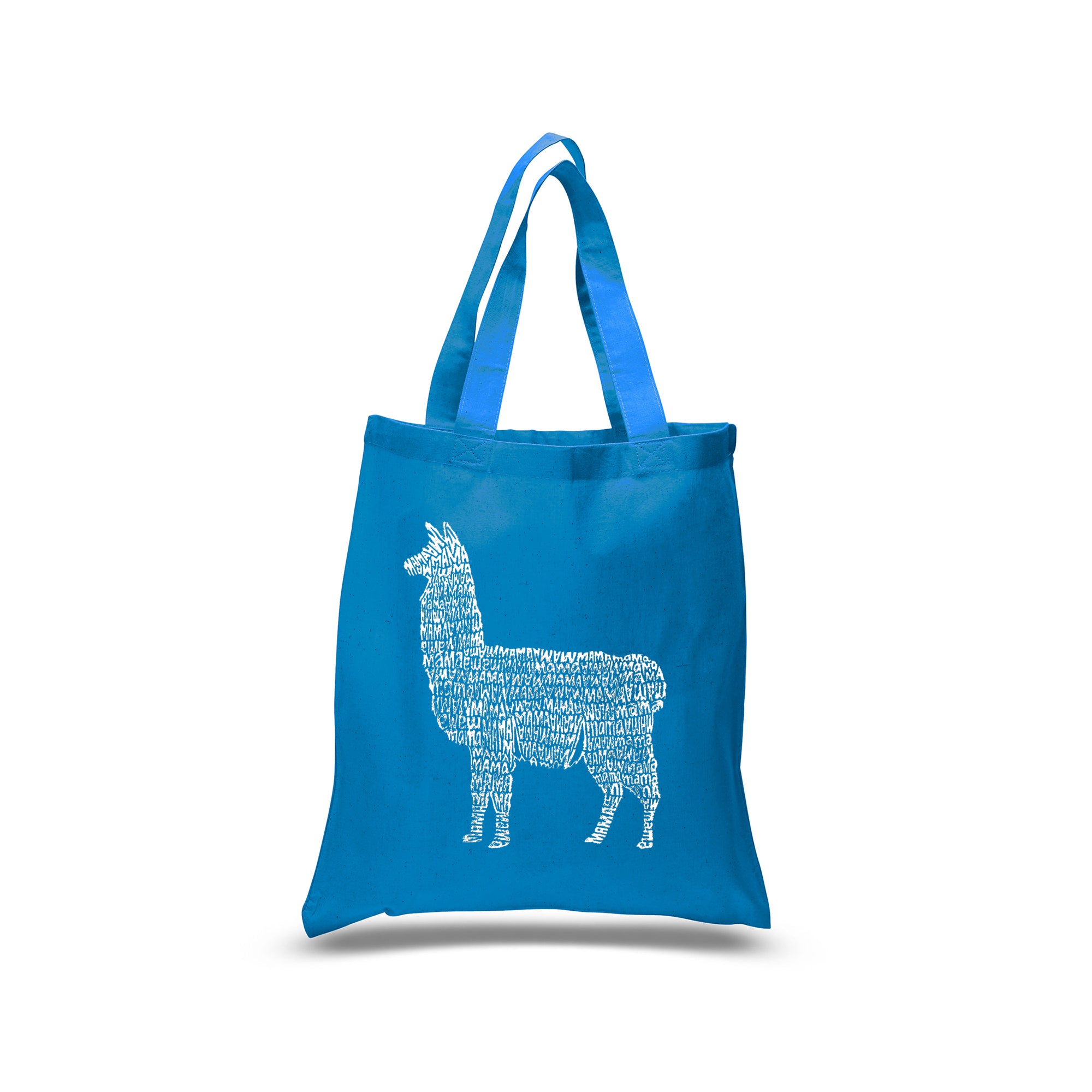 Llama Mama - Small Word Art Tote Bag - Sapphire - SMALL