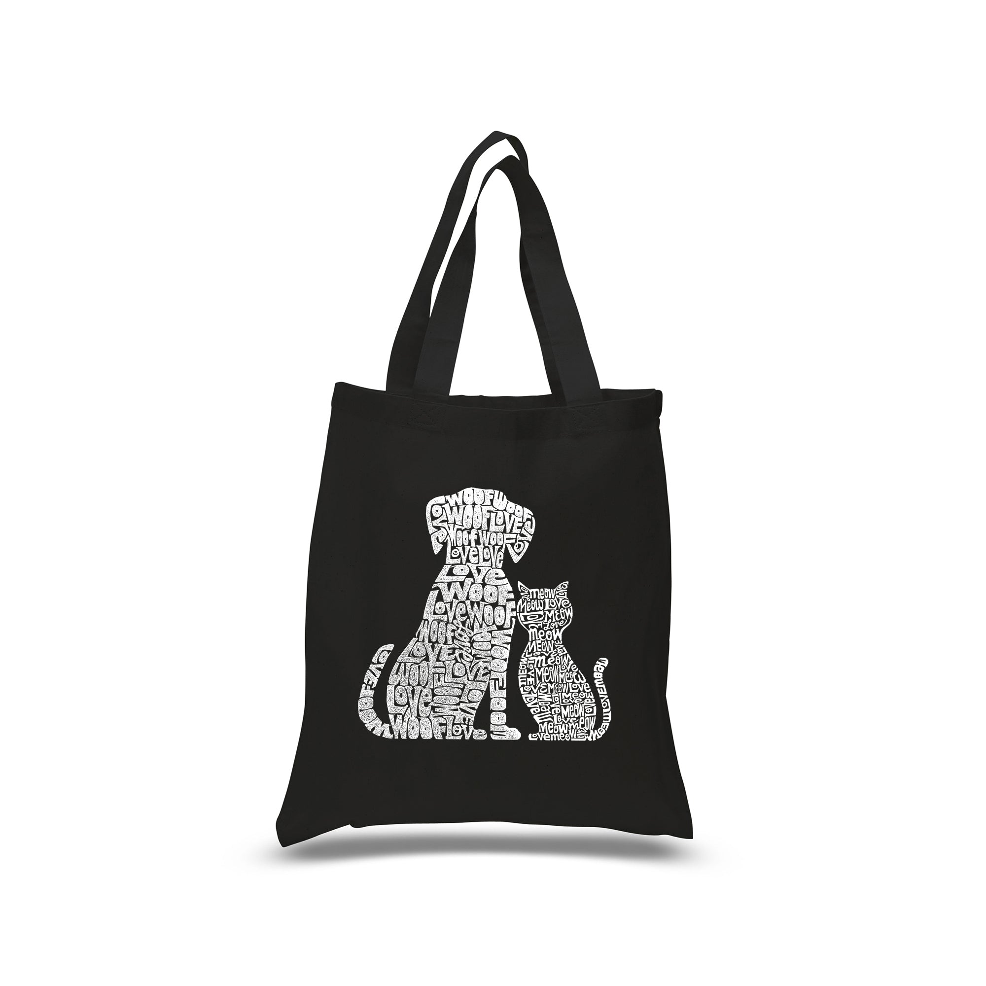 Small Word Art Tote Bag - Dogs And Cats - Red - Small