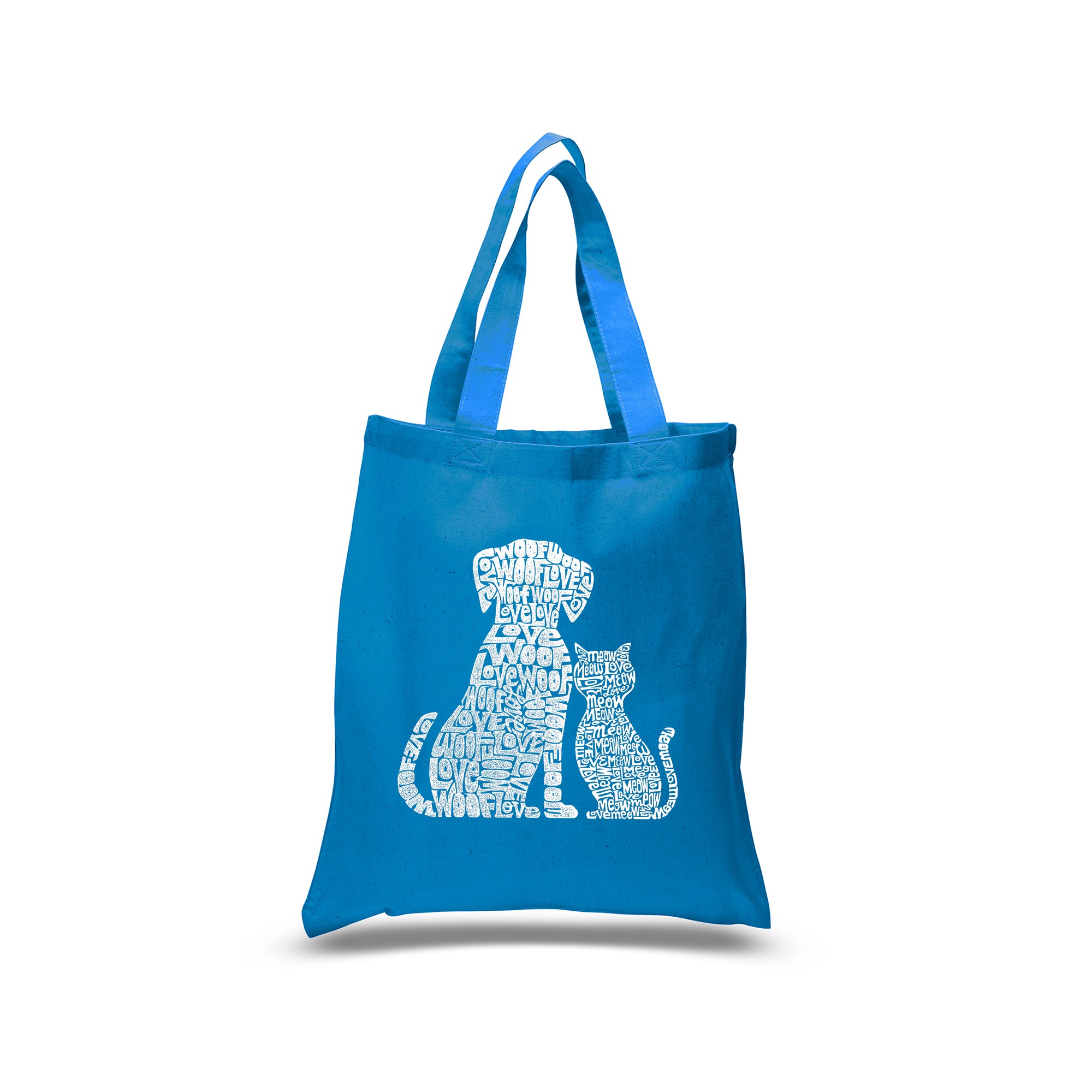 Small Word Art Tote Bag - Dogs And Cats - Sapphire - Small