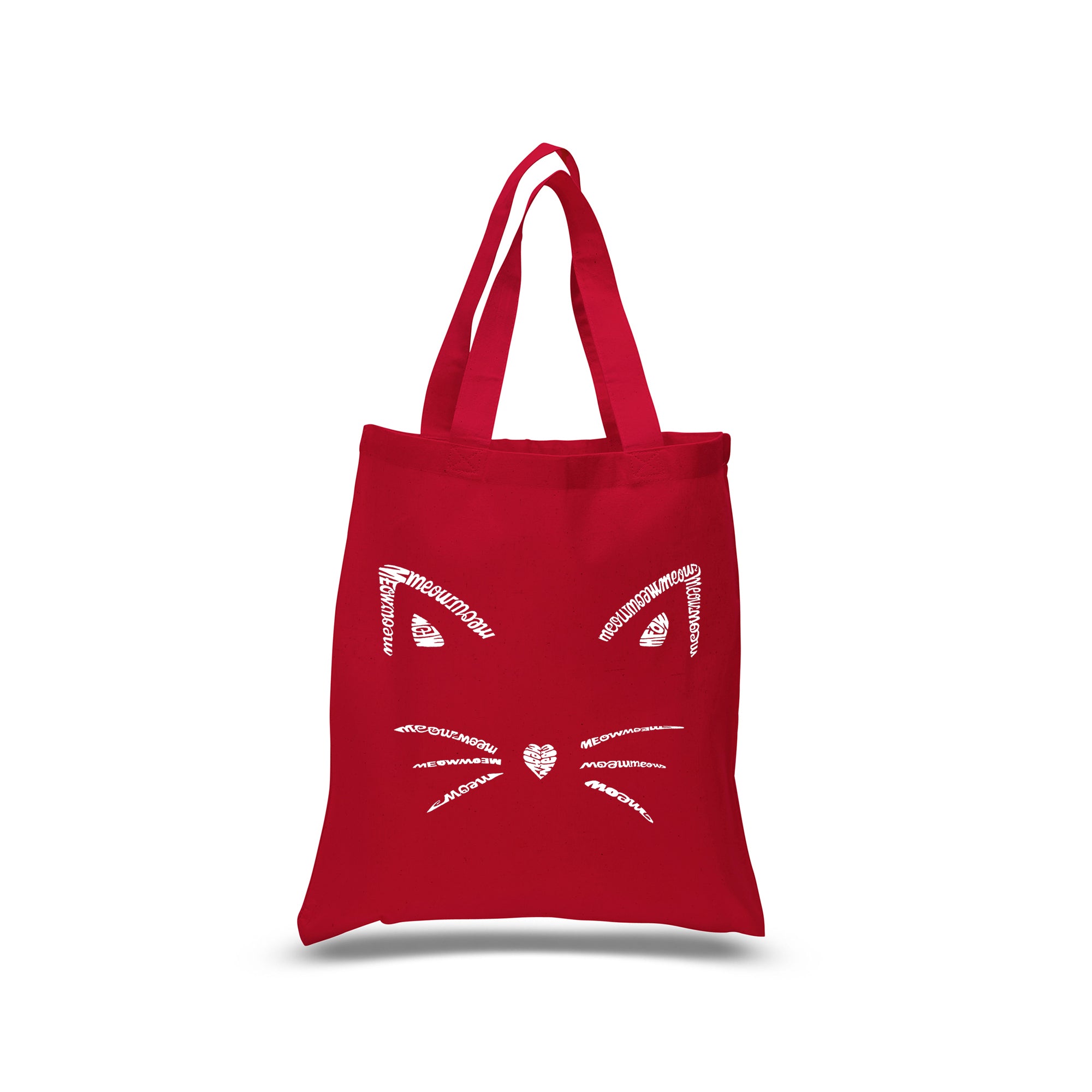 Whiskers - Small Word Art Tote Bag - Red - Small