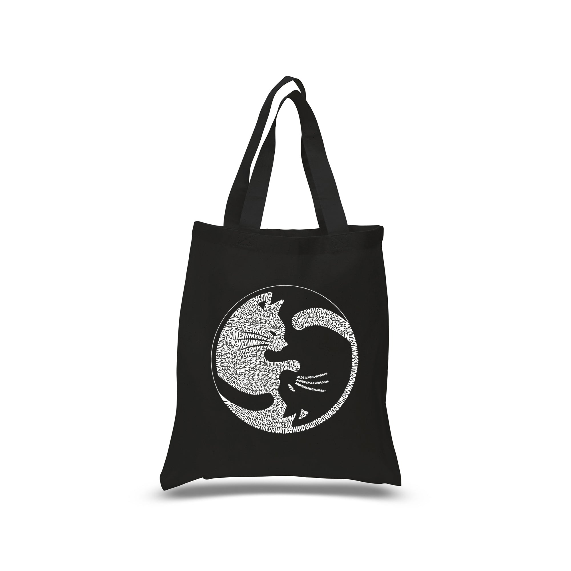 Yin Yang Cat - Small Word Art Tote Bag - Black - SMALL