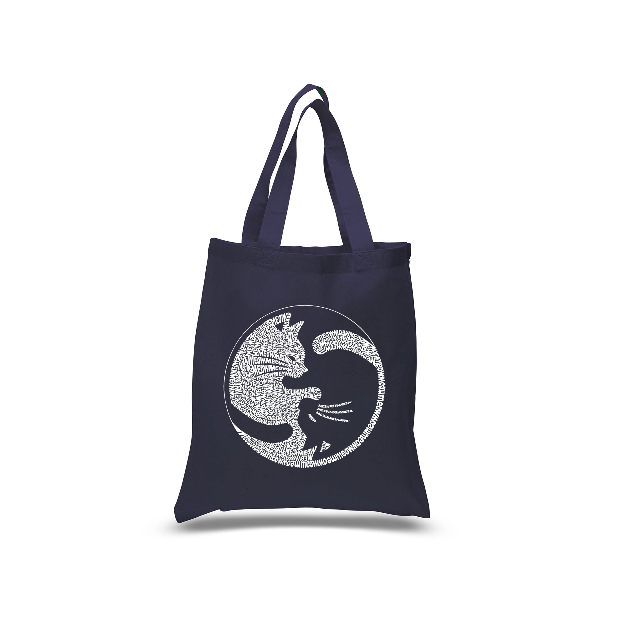 Yin Yang Cat - Small Word Art Tote Bag - Navy - SMALL