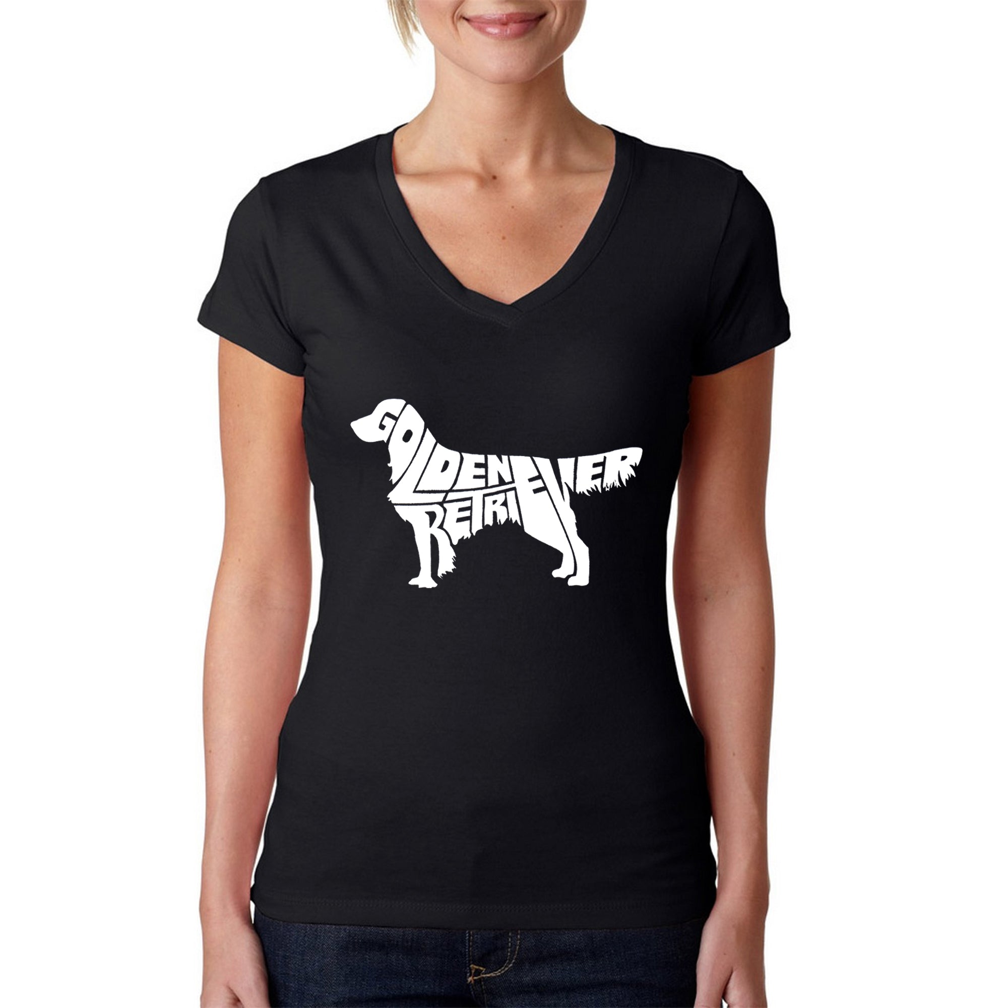 Golden Retriever - Women's Word Art V-Neck T-Shirt - Small