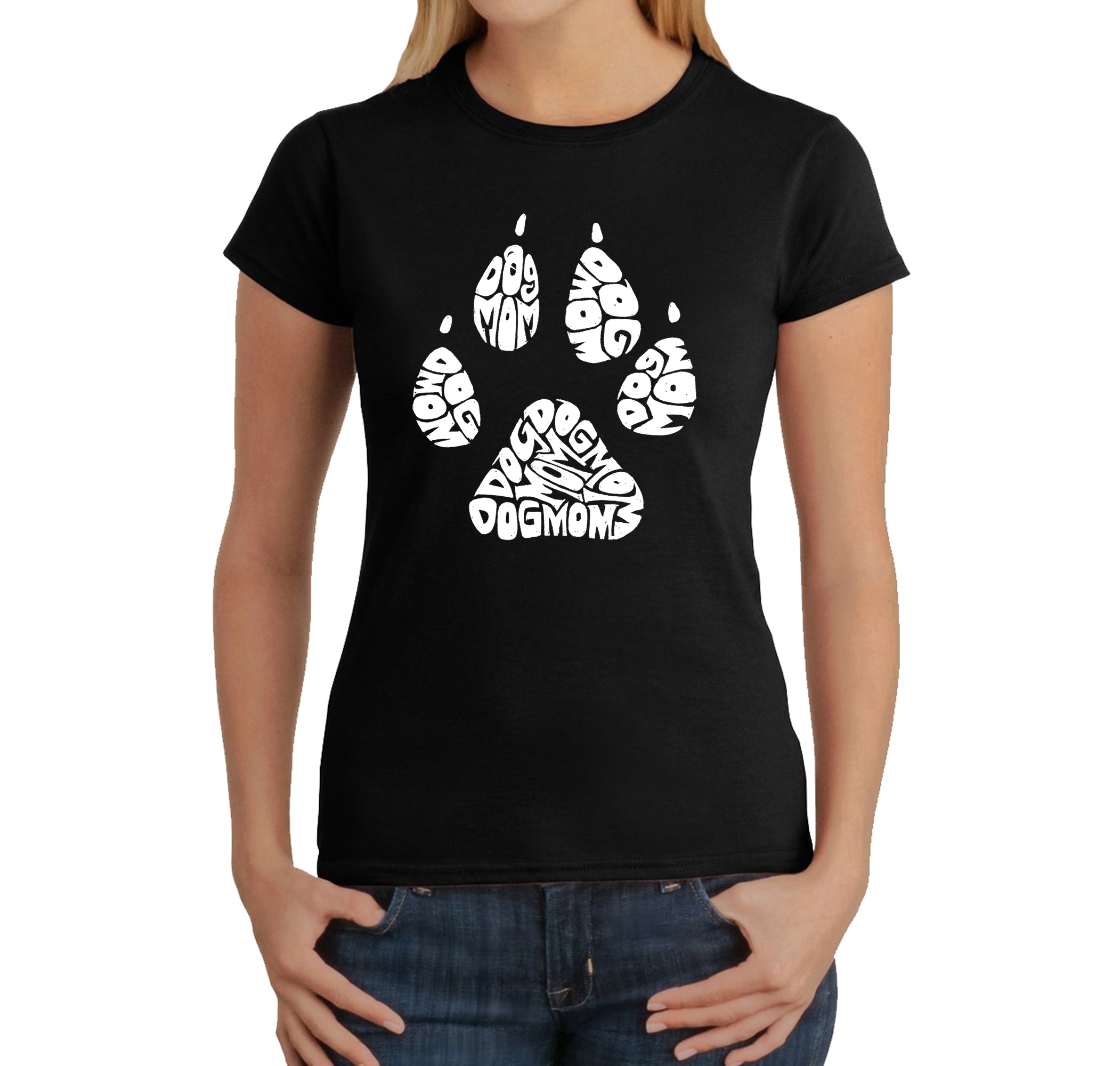 Dog Mom - Women's Word Art T-Shirt - Navy - Medium