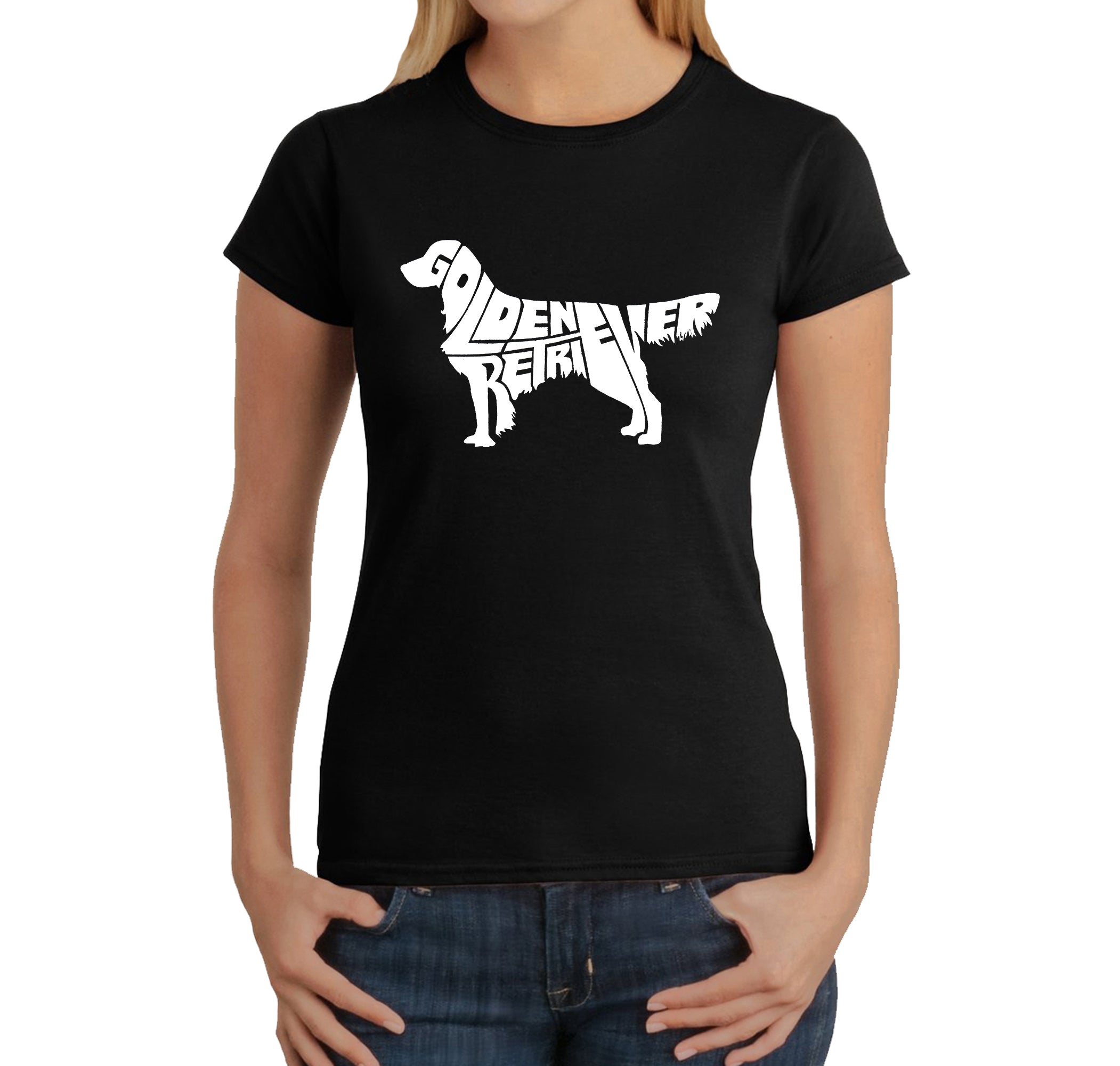 Golden Retriever - Women's Word Art T-Shirt - Black - Medium
