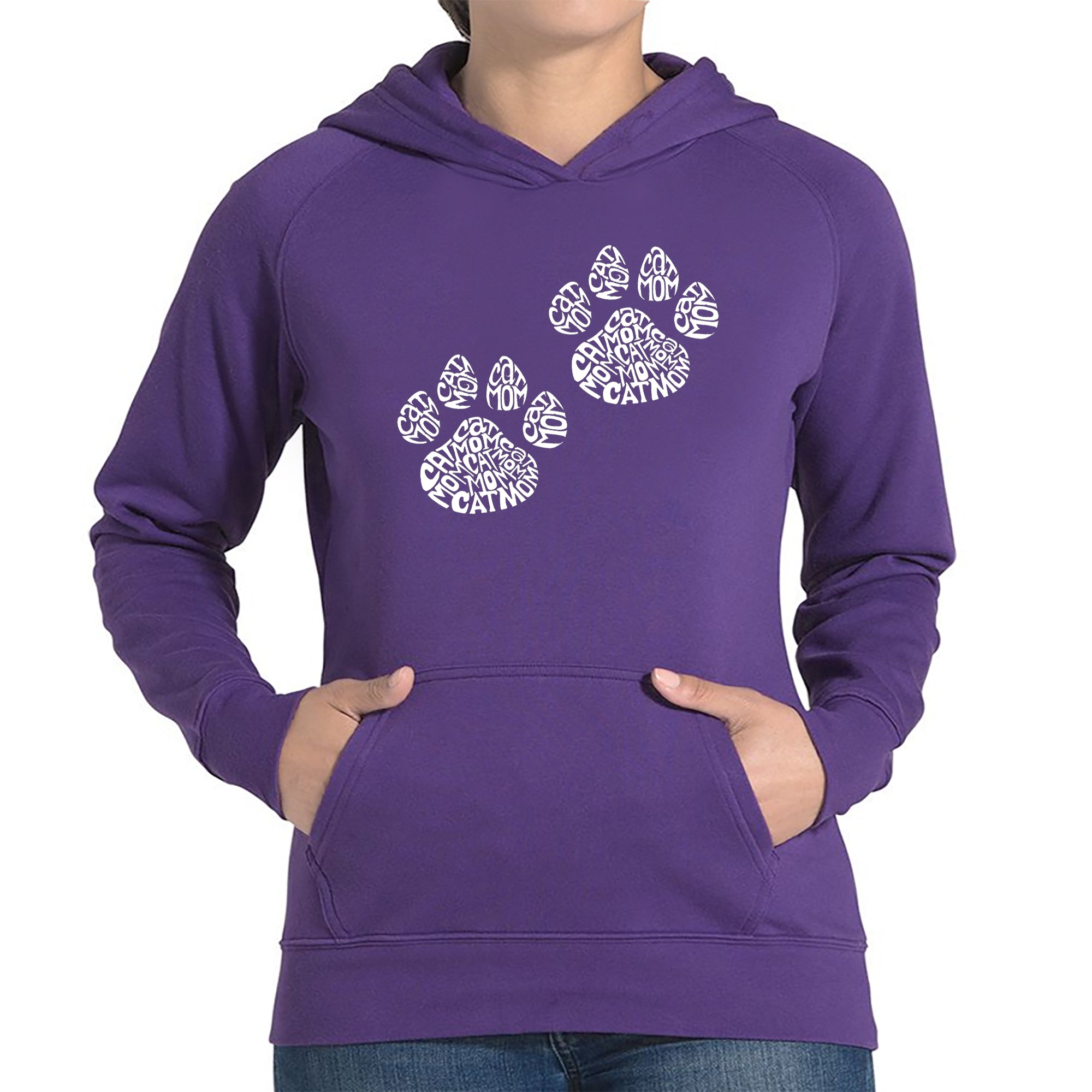 Cat Mom - Women's Word Art Hooded Sweatshirt - Purple - XXX-Large