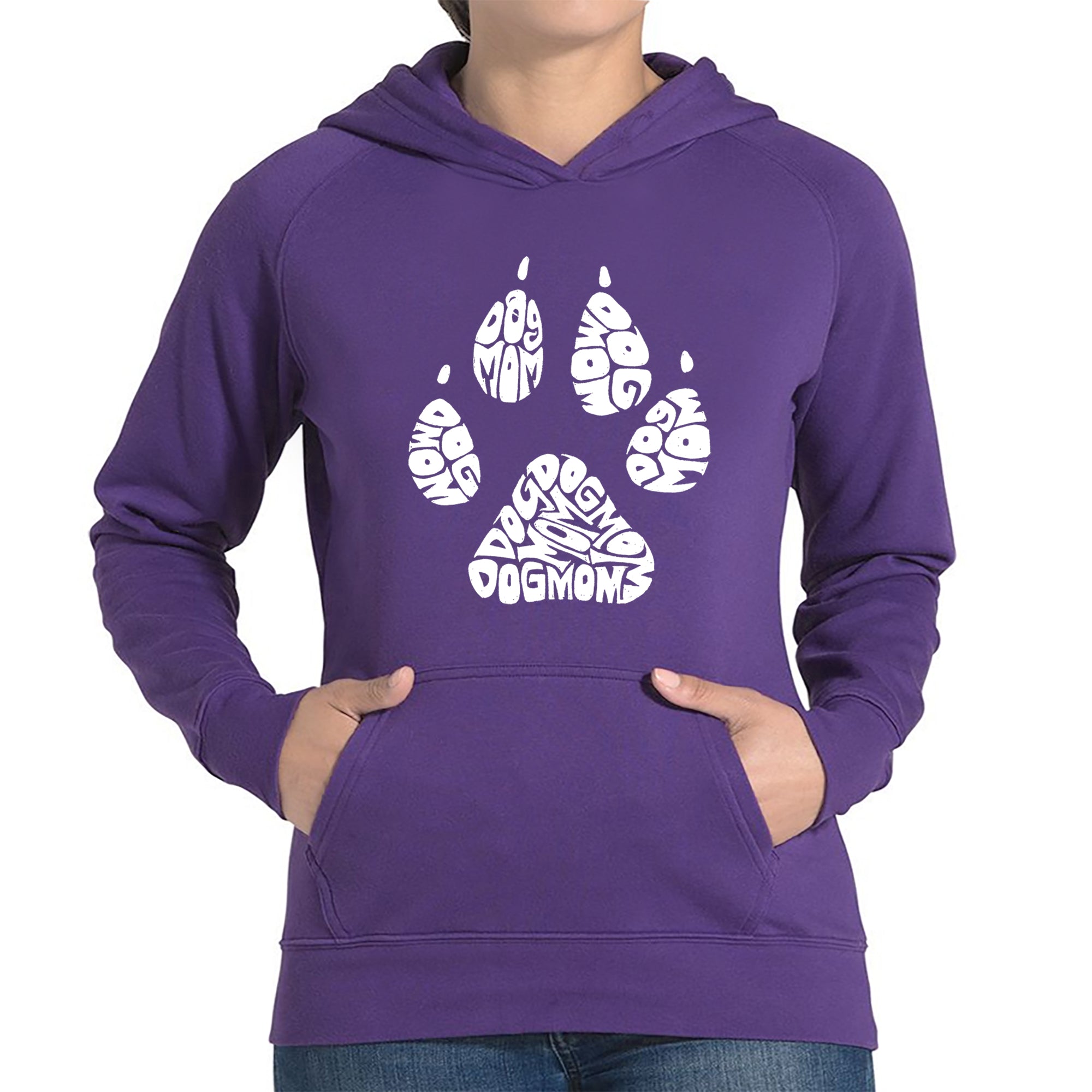 Dog Mom - Women's Word Art Hooded Sweatshirt - Purple - Medium