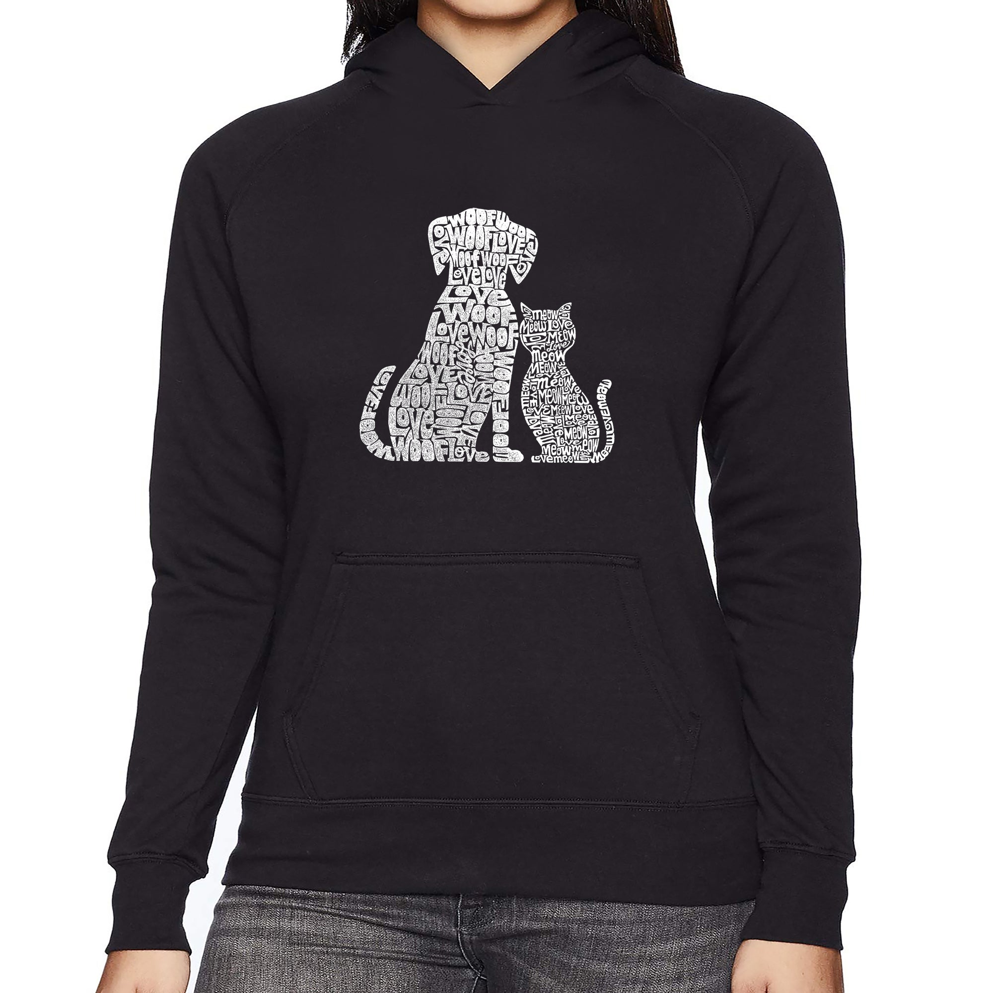 Dogs And Cats - Women's Word Art Hooded Sweatshirt - Black - Medium