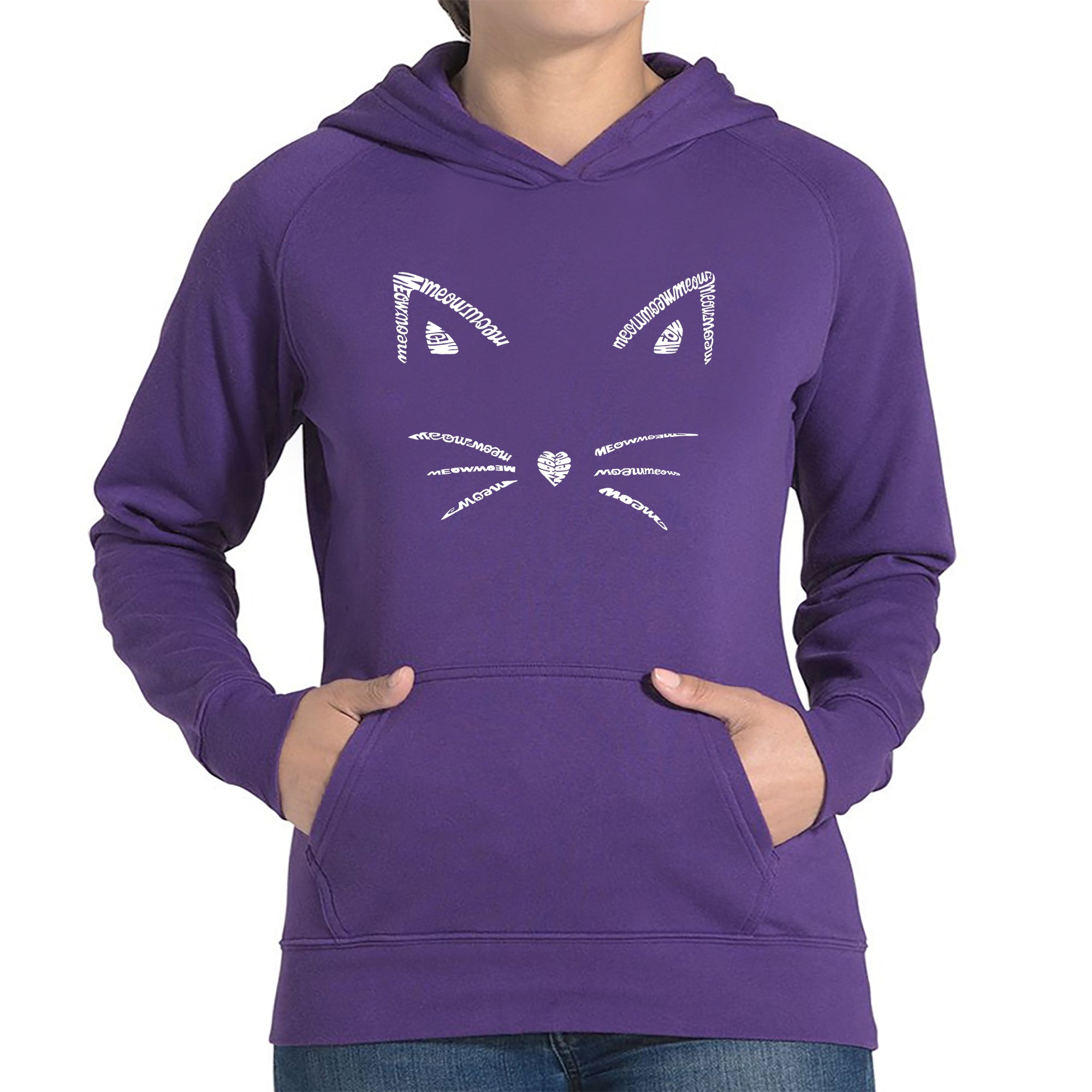 Whiskers - Women's Word Art Hooded Sweatshirt - Purple - Small