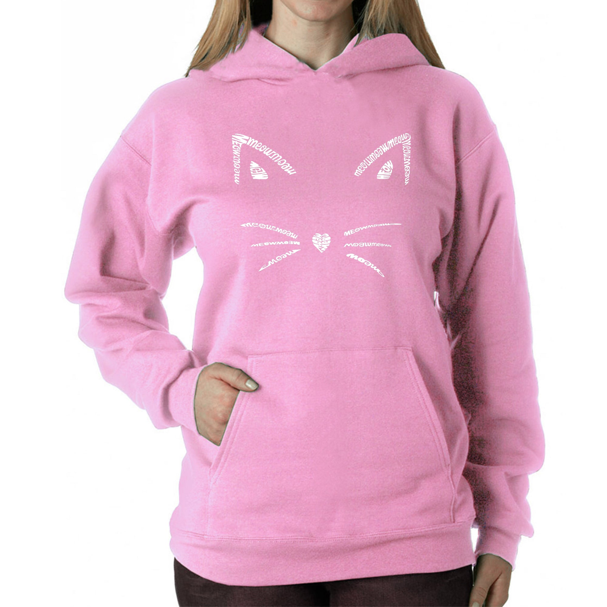 Whiskers - Women's Word Art Hooded Sweatshirt - Pink - Medium