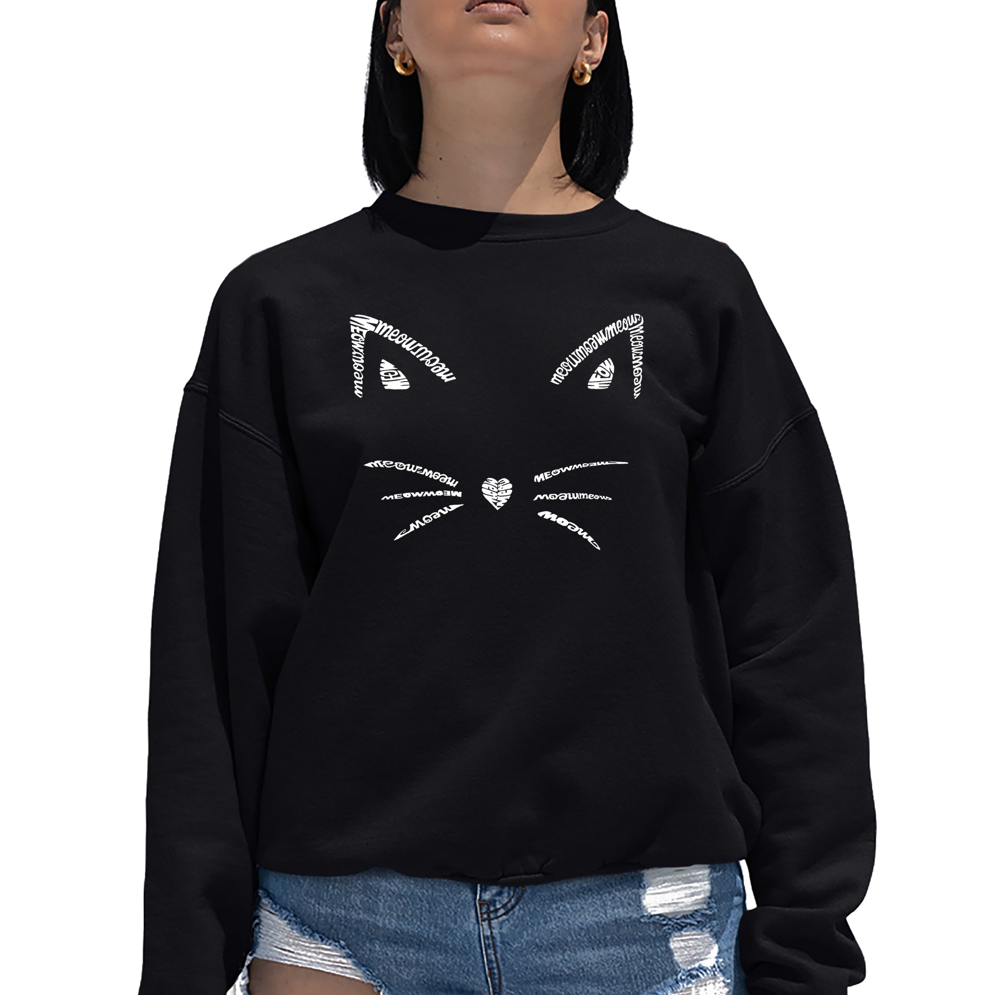 Whiskers - Women's Word Art Crewneck Sweatshirt - Black - XX-Large