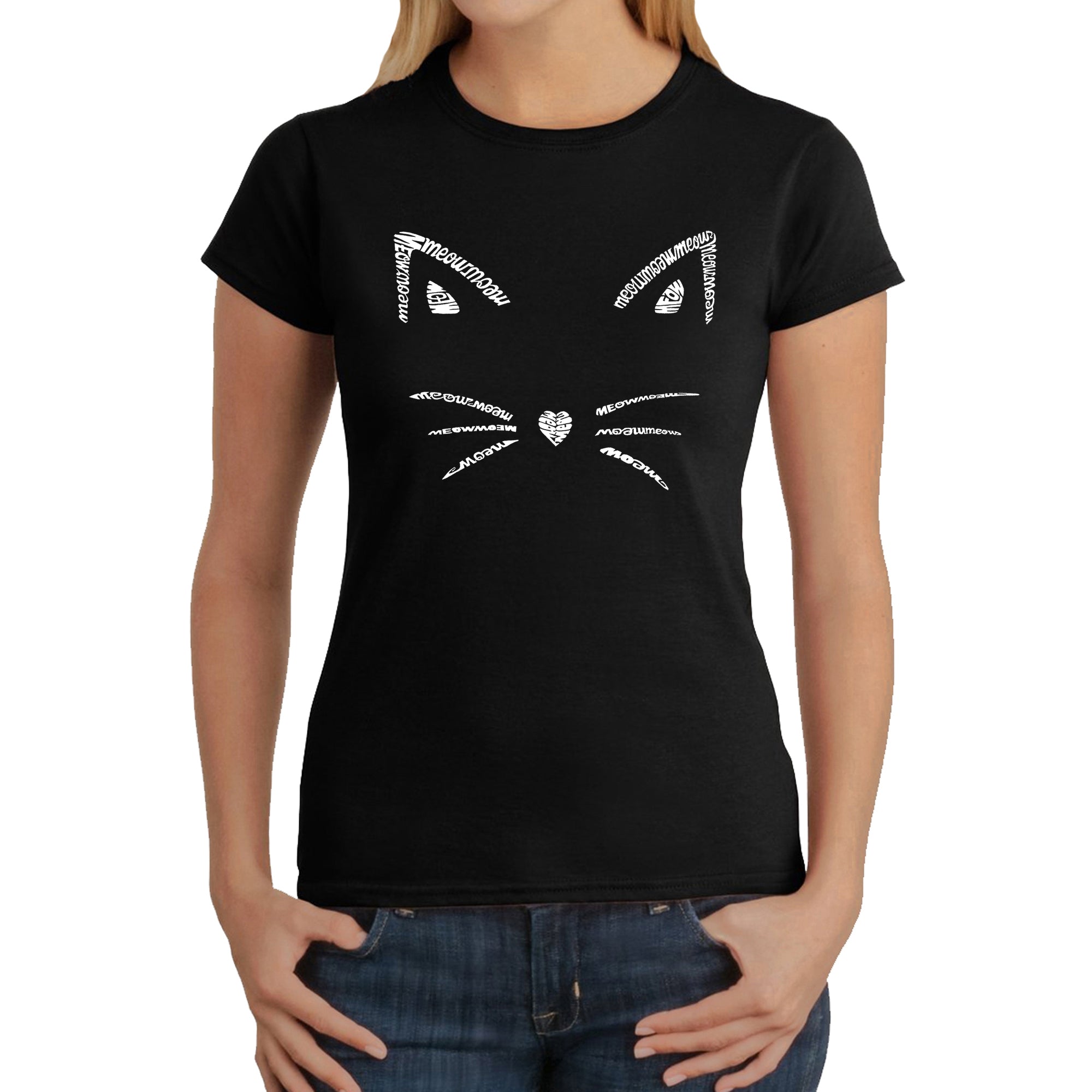 Whiskers - Women's Word Art T-Shirt - Grey - XS