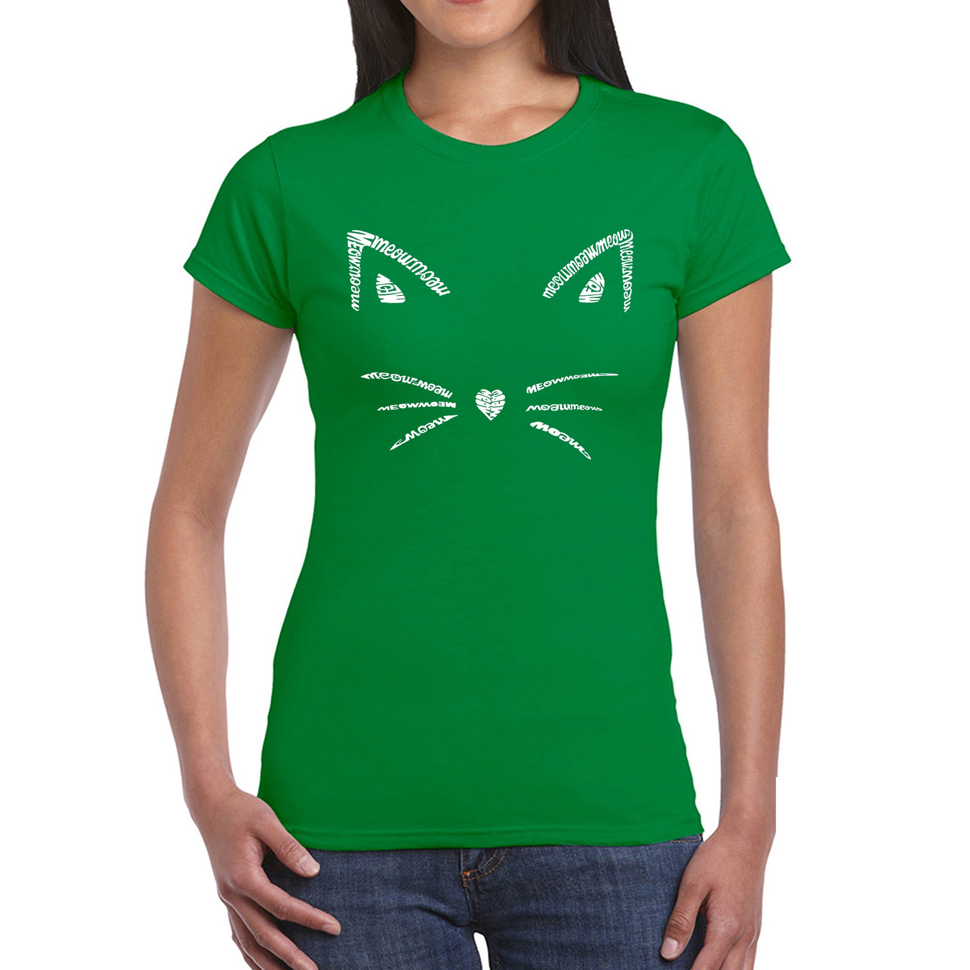 Whiskers - Women's Word Art T-Shirt - Kelly - XS