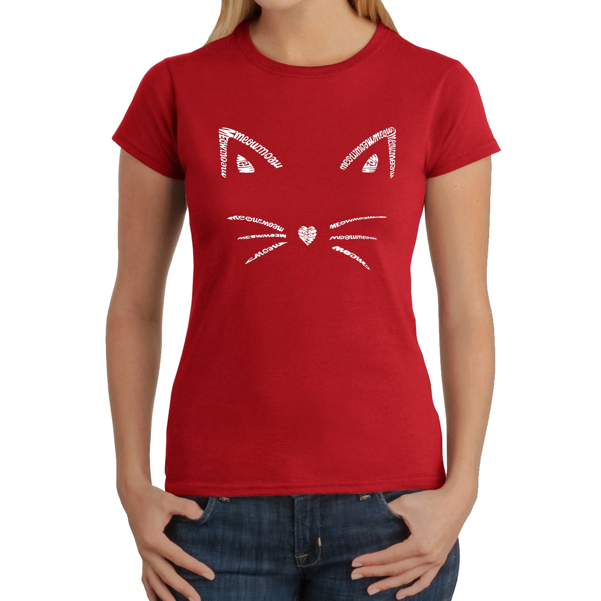 Whiskers - Women's Word Art T-Shirt - Red - Large