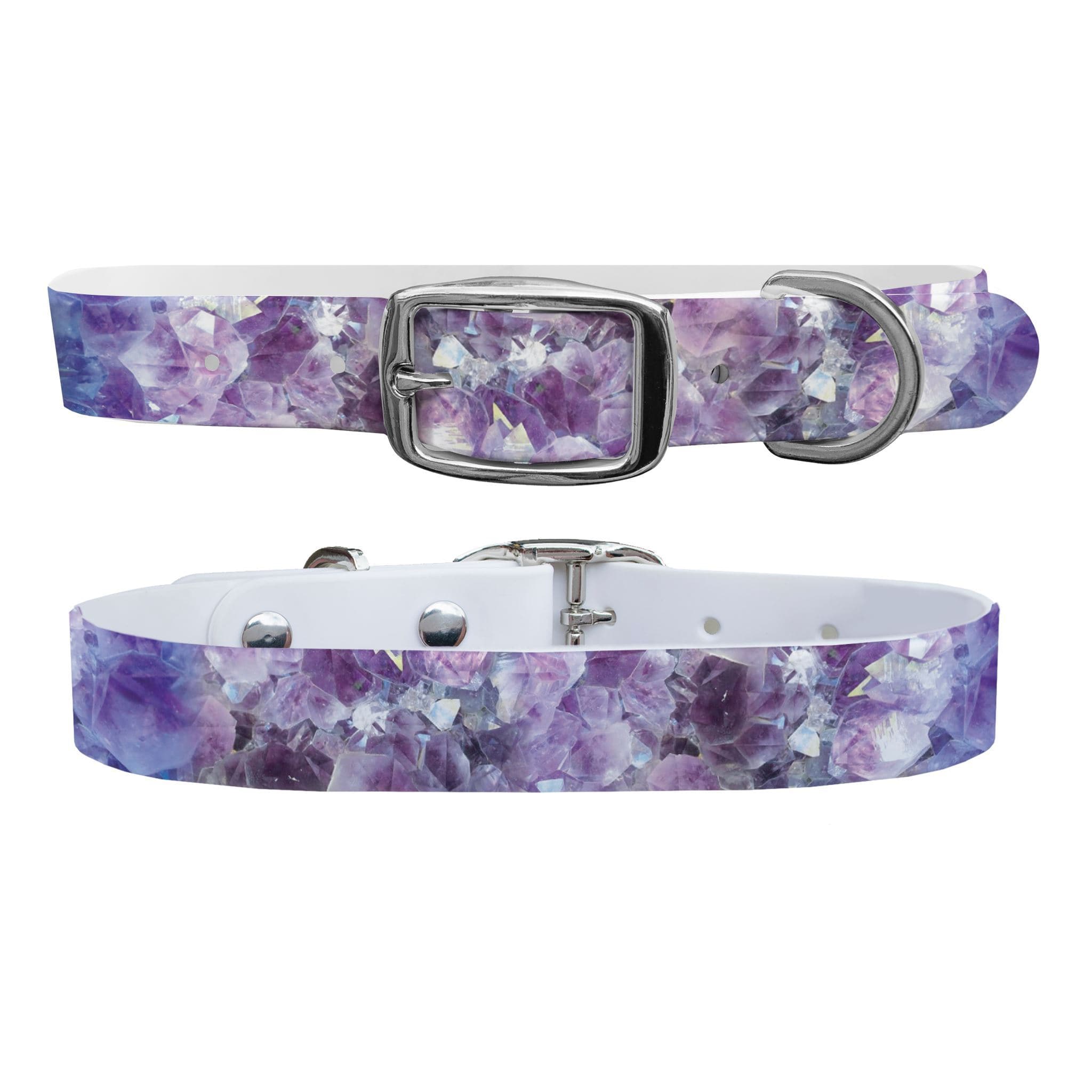 Amethyst Dog Collar With Silver Buckle - Small