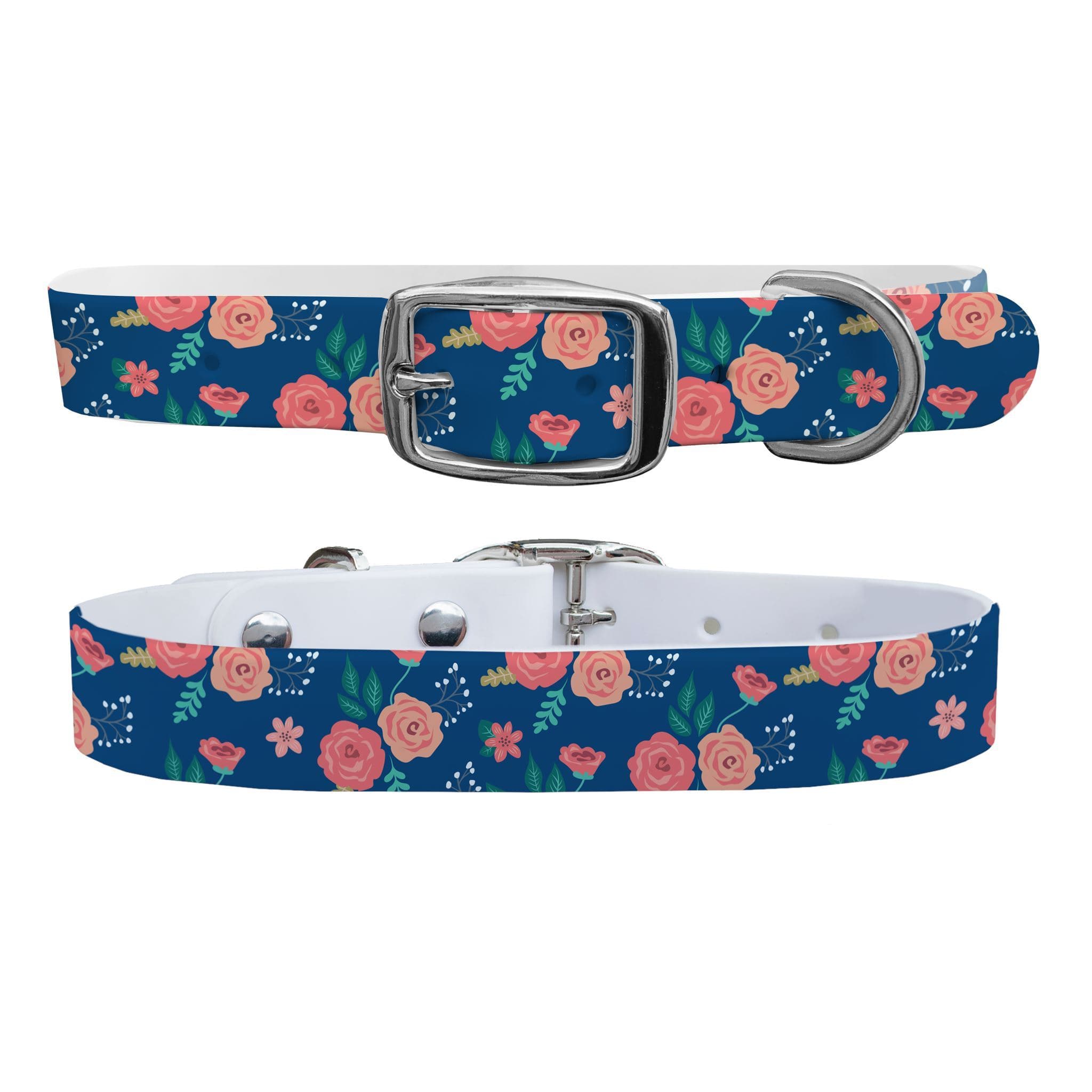 Flora Dog Collar With Silver Buckle - Large