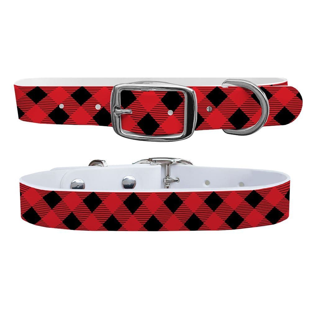 Lumberjack Red Dog Collar With Silver Buckle - Medium