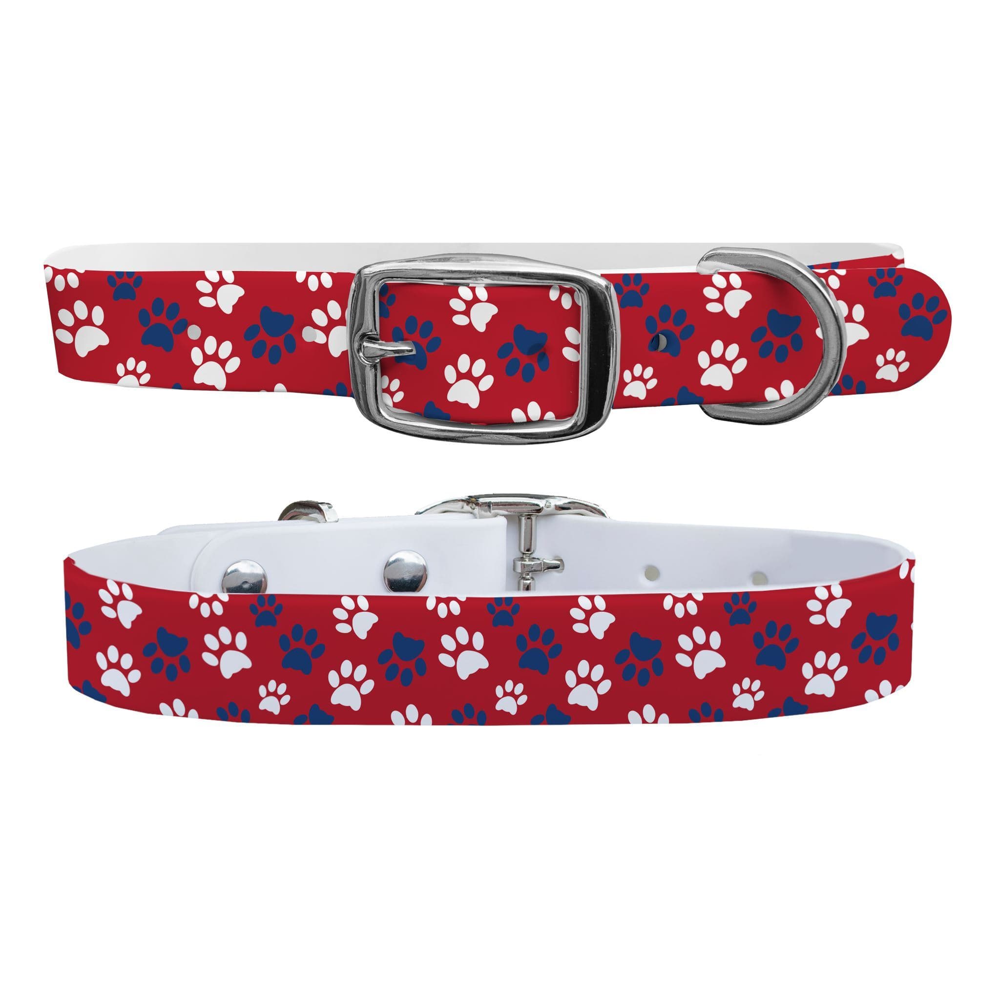 Pawtriot Red Dog Collar With Silver Buckle - X-Large