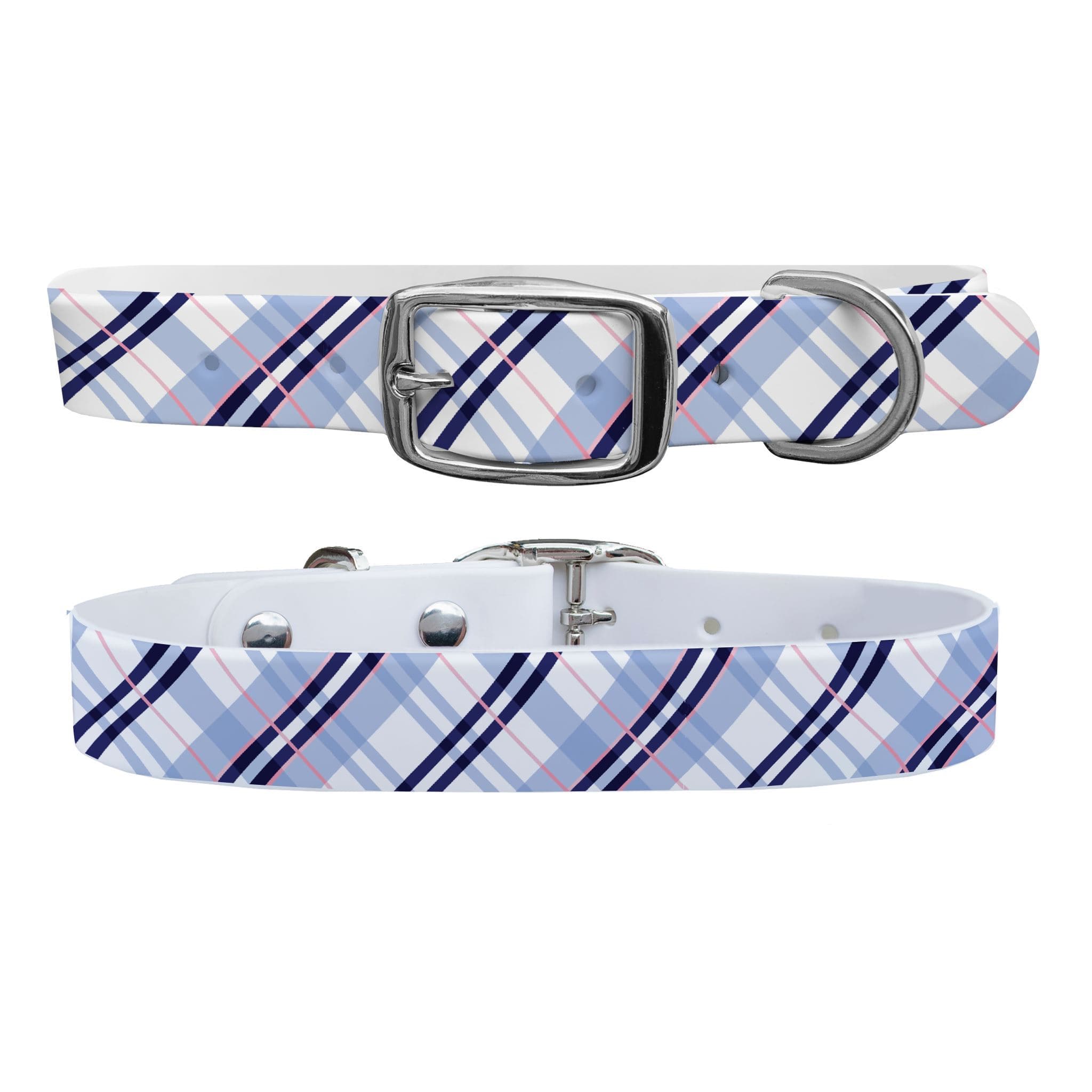 SanSoleil - Highlands Blue Dog Collar With Silver Buckle - Medium