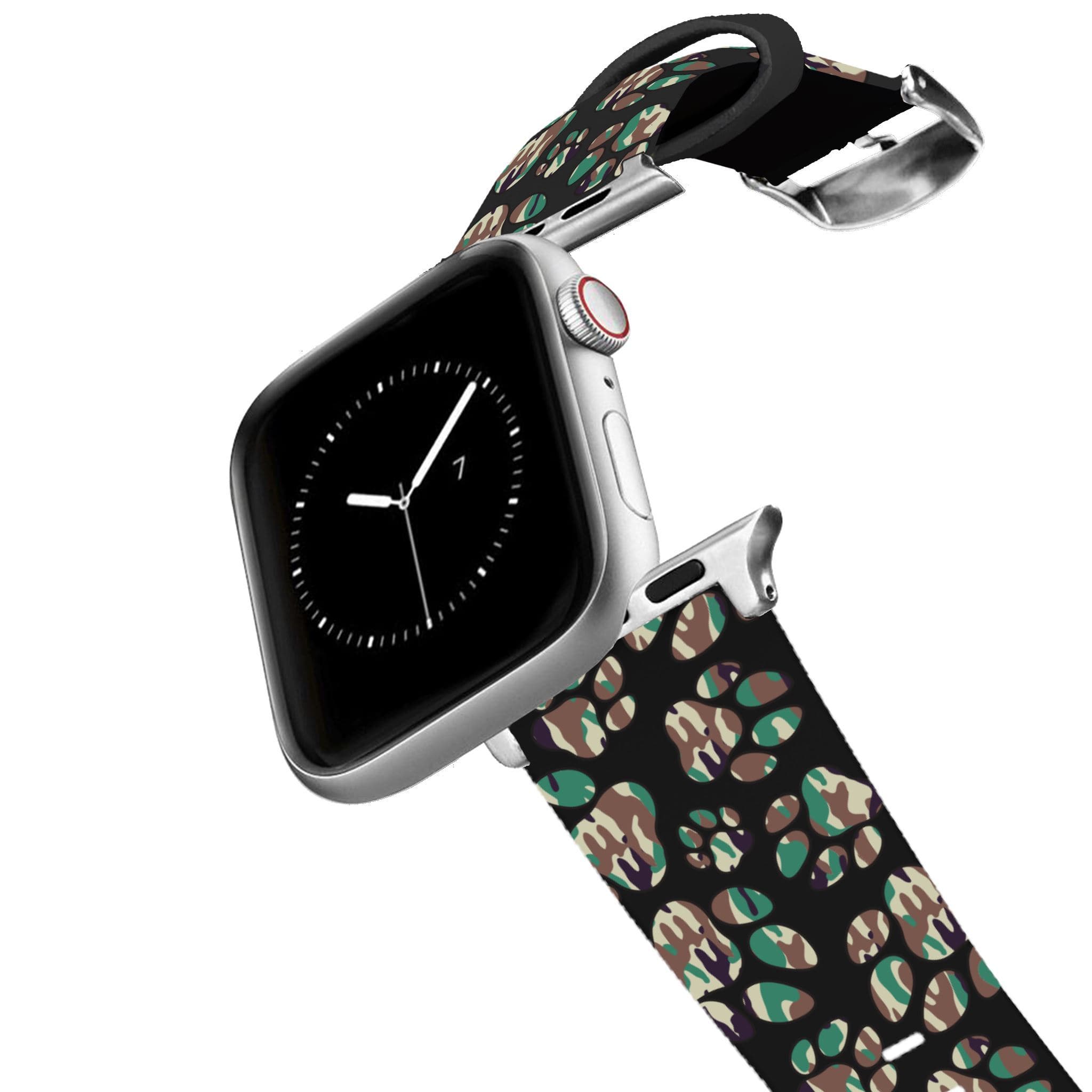 Silver Paw Prints Camo Apple Watch Band - 42/44mm