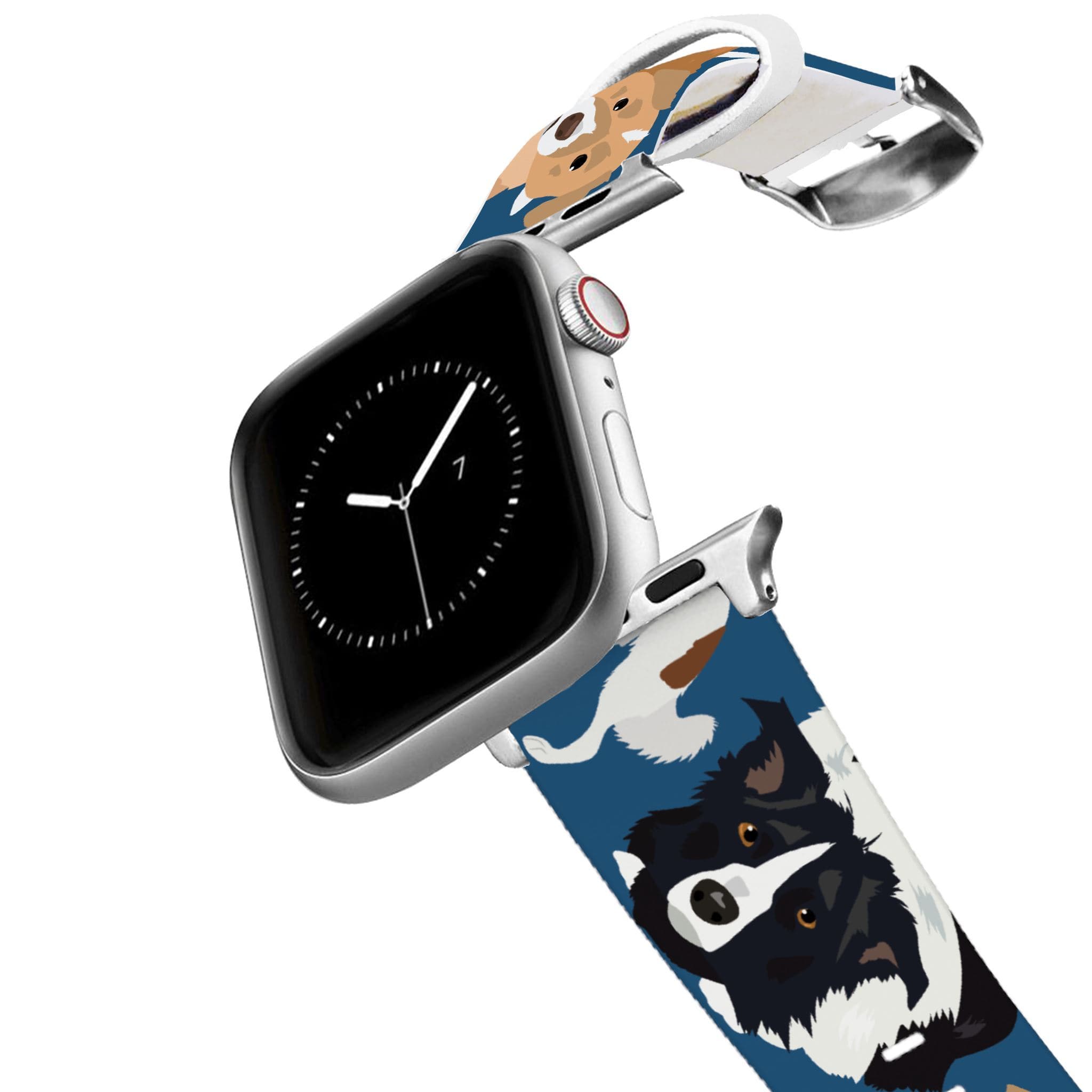 Silver Border Collie Apple Watch Band - 42/44mm