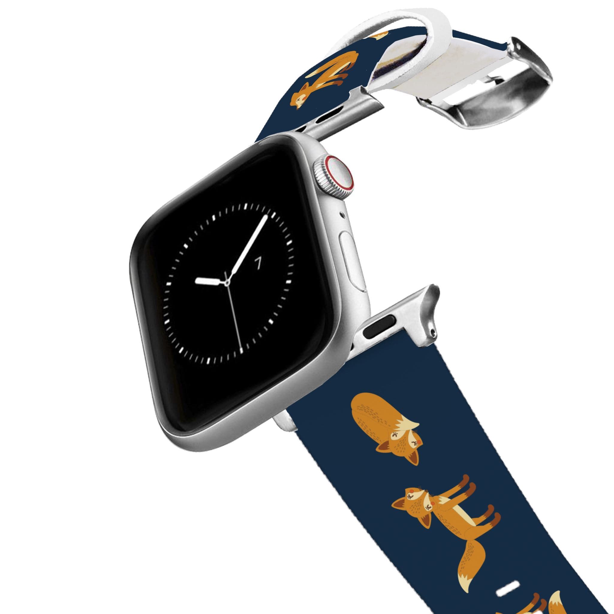 Silver ETA Playing Foxes Navy Apple Watch Band - 42/44mm