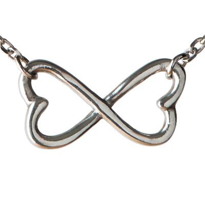 Infinite Strength Of Love Pewter Necklace - Thin Hearts