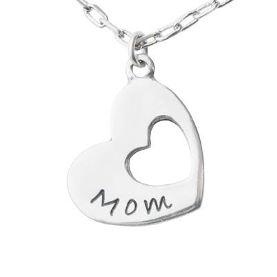Pick Your Sentiment Necklace Set - Mom & Daughter Solid Heart & Cut Out Heart