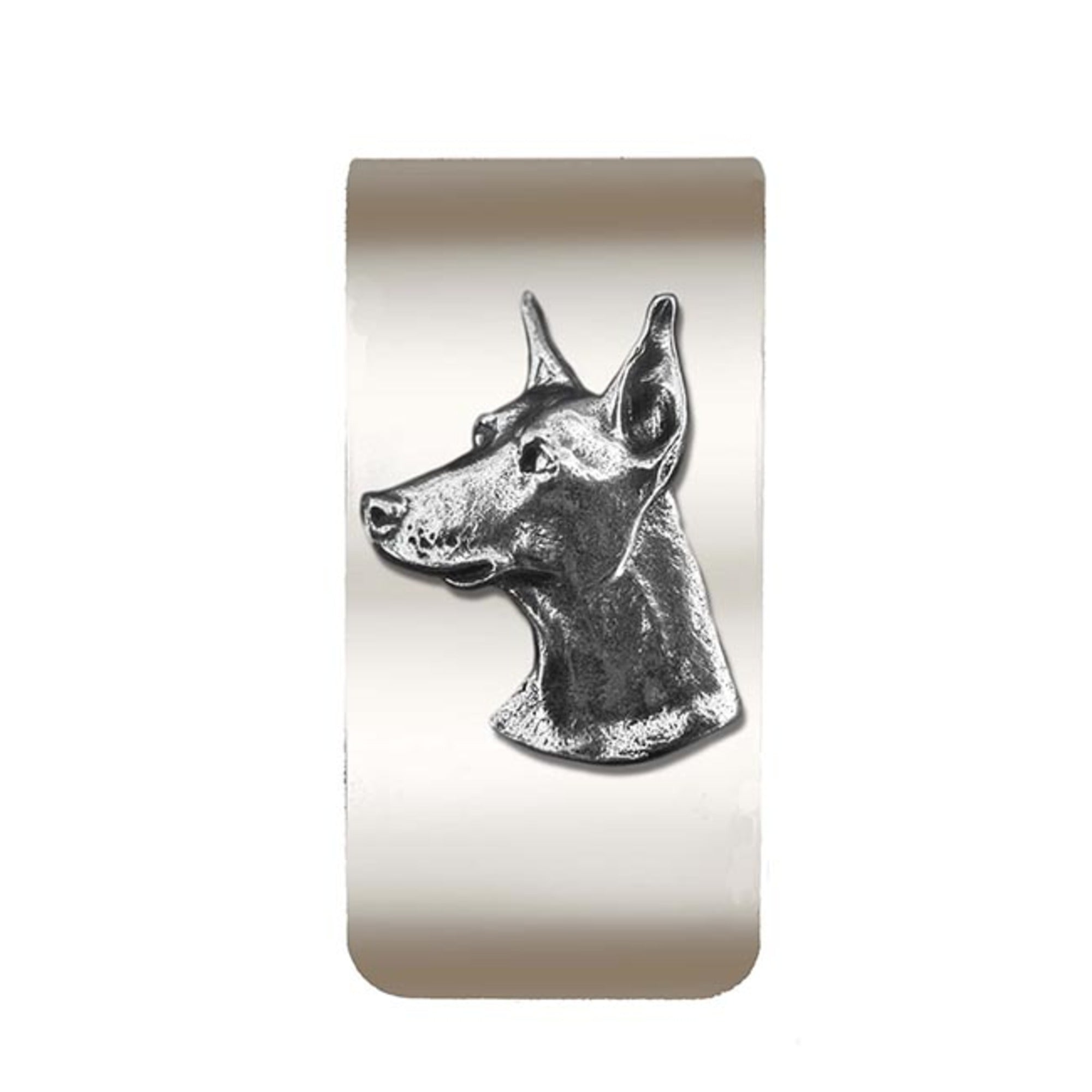 New-Spin Metal Casting Doberman Money Clip