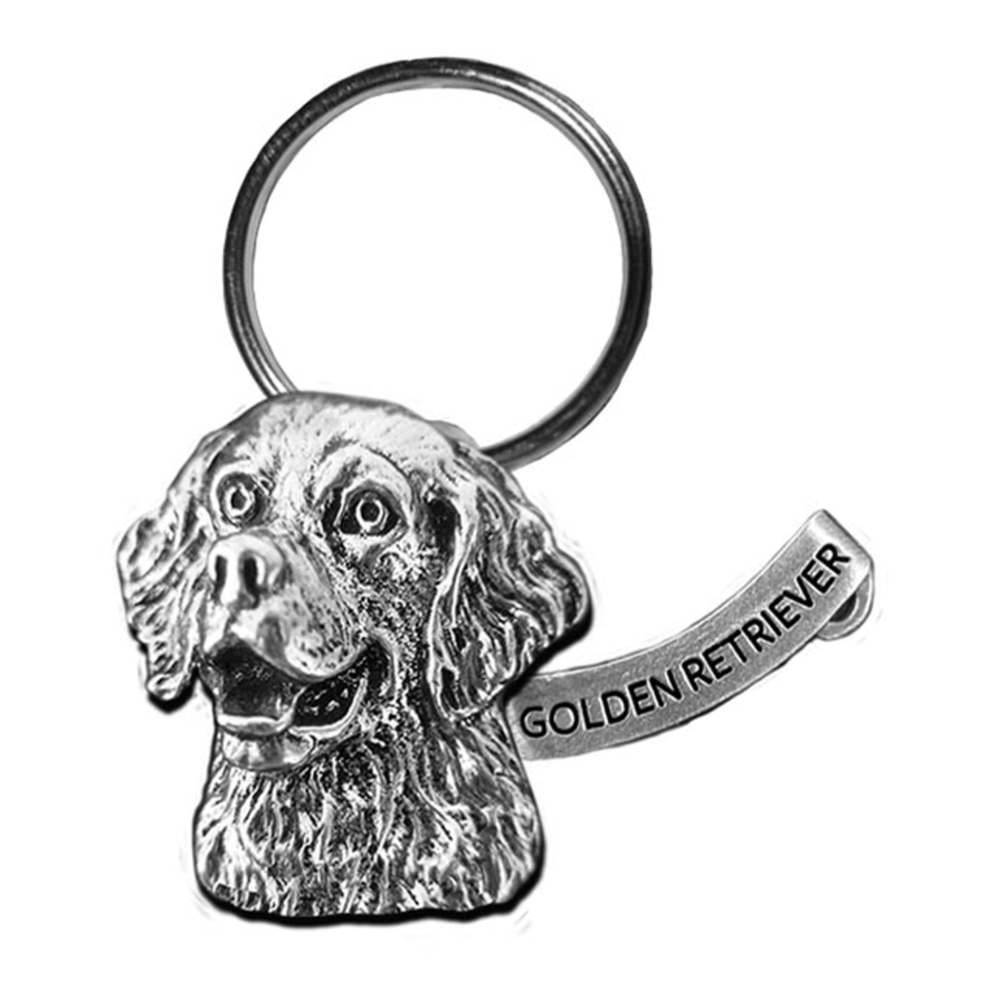 New-Spin Metal Casting Golden Retriever Keychain