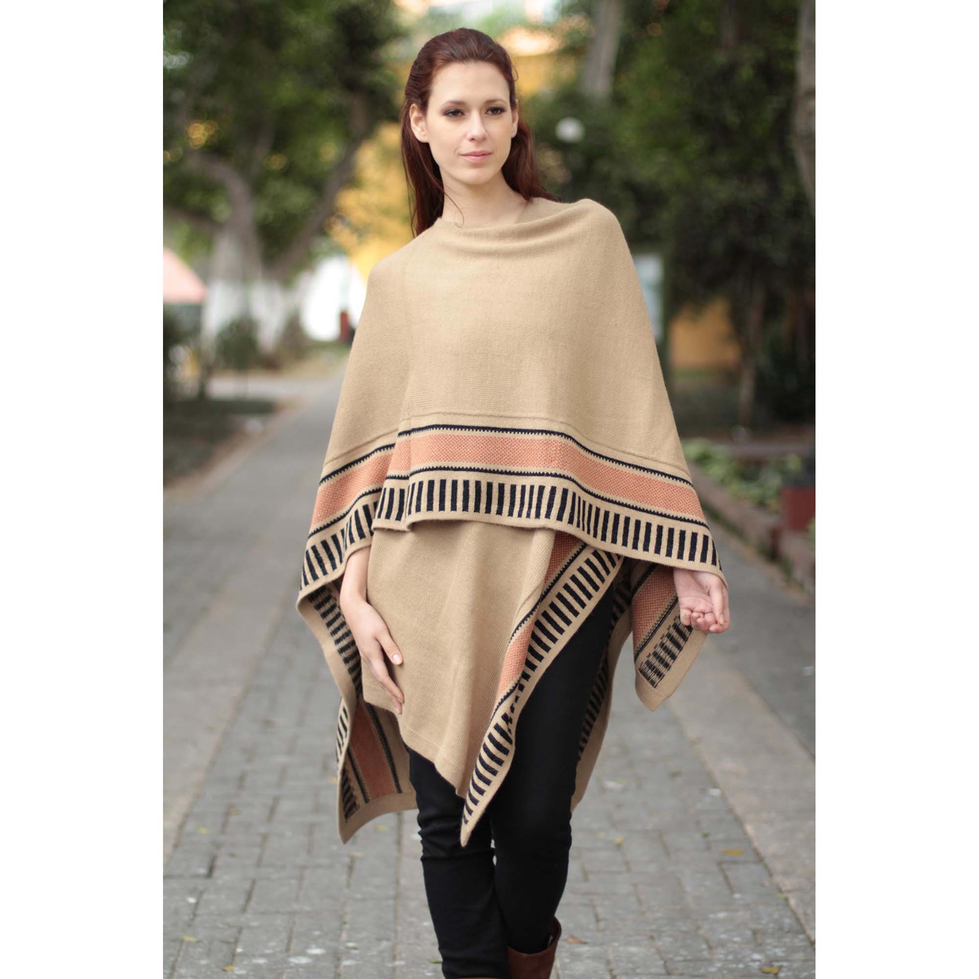 NOVICA Desert Sand Ruana Cloak | GreaterGood