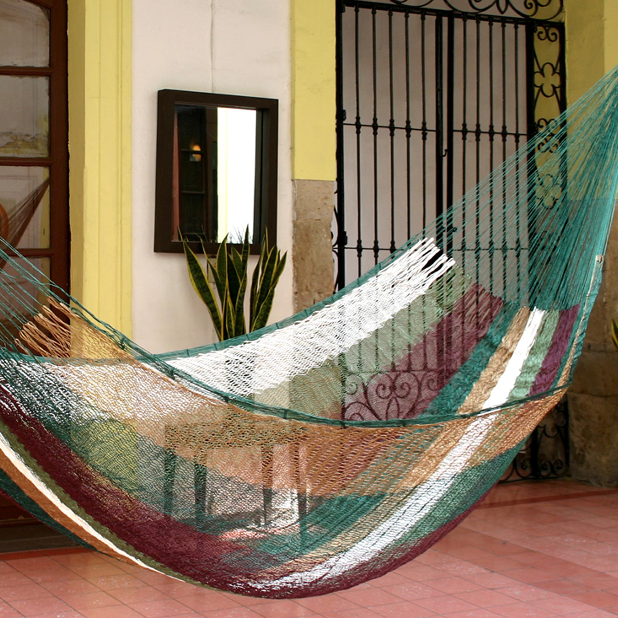 NOVICA Mother Earth Unique Striped Mayan Hammock (Single)