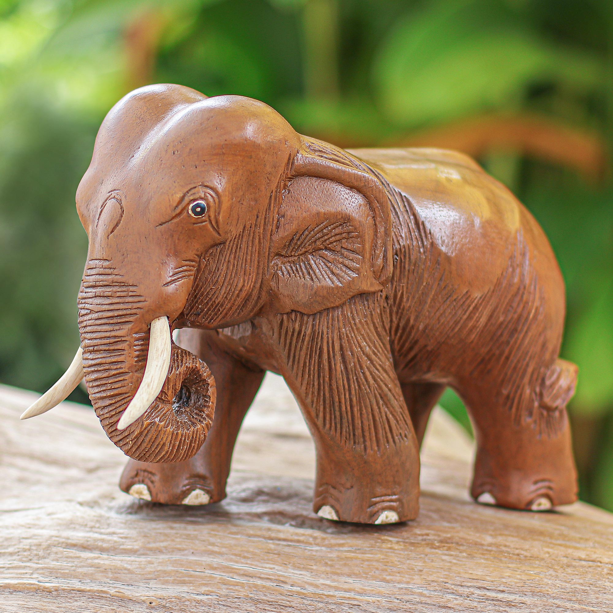 NOVICA Majestic Elephant Rain Tree Wood Sculpture From Thailand