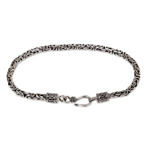 NOVICA Borobudur Sterling Silver Chain Bracelet | GreaterGood