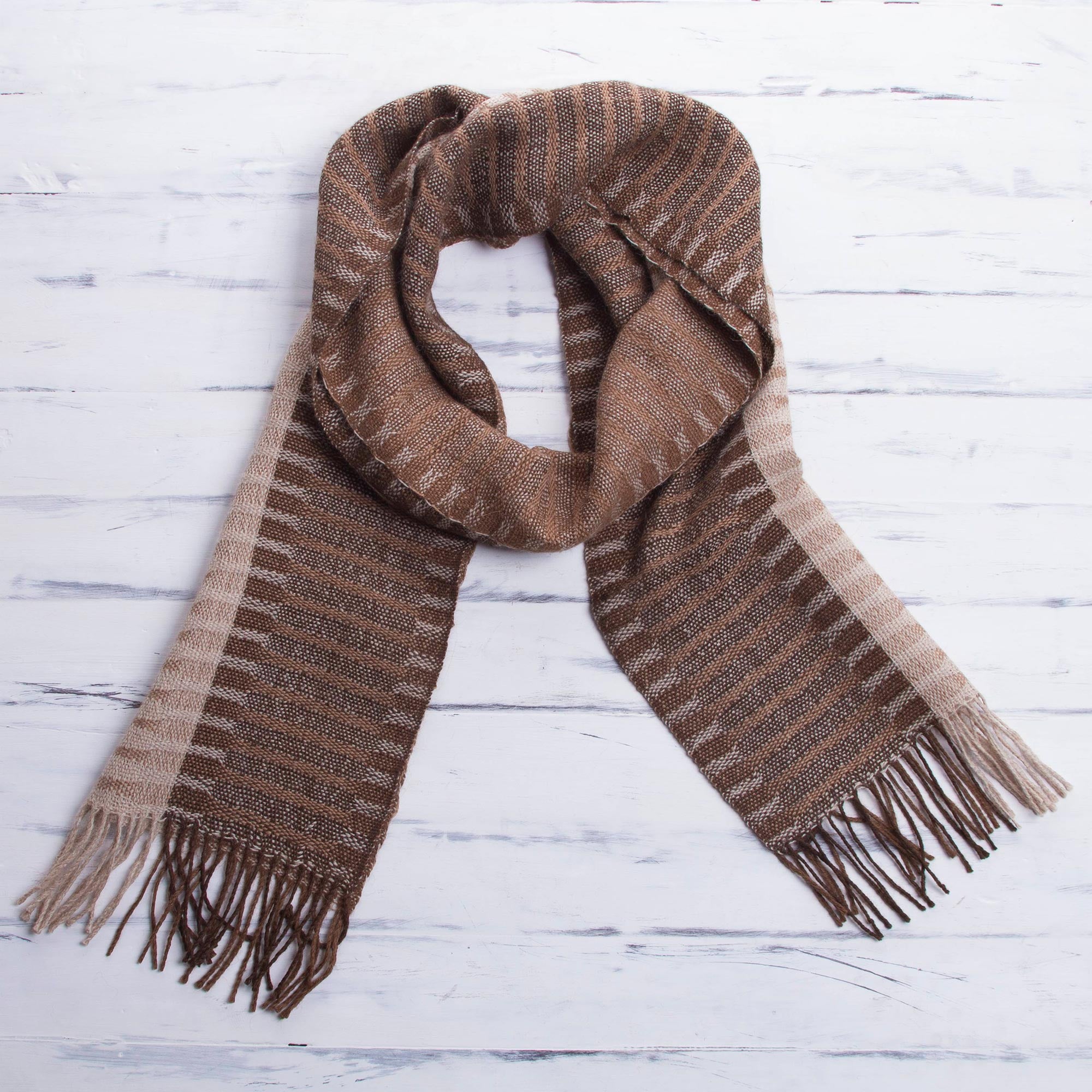 NOVICA Arequipa Adventure 100% Alpaca Men's Scarf