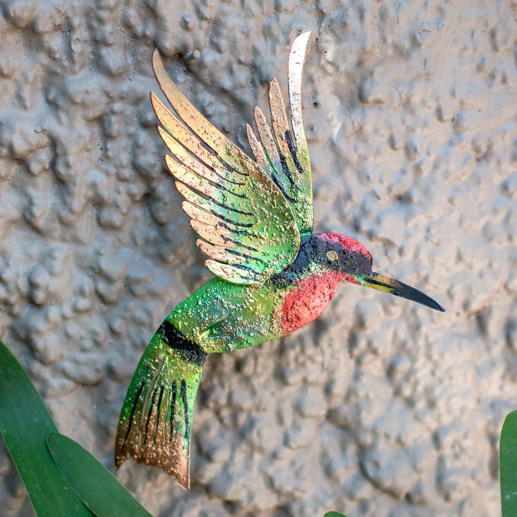 NOVICA Little Emerald Hummingbird Bird Artisan Handcrafted Iron Wall Sculpture Mexico